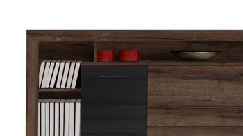 Sideboard Forte® aus Holz in Holzfarben Sideboard Bellevue Schwarzeiche & Schlamm – eine Tür, vier Schubaden