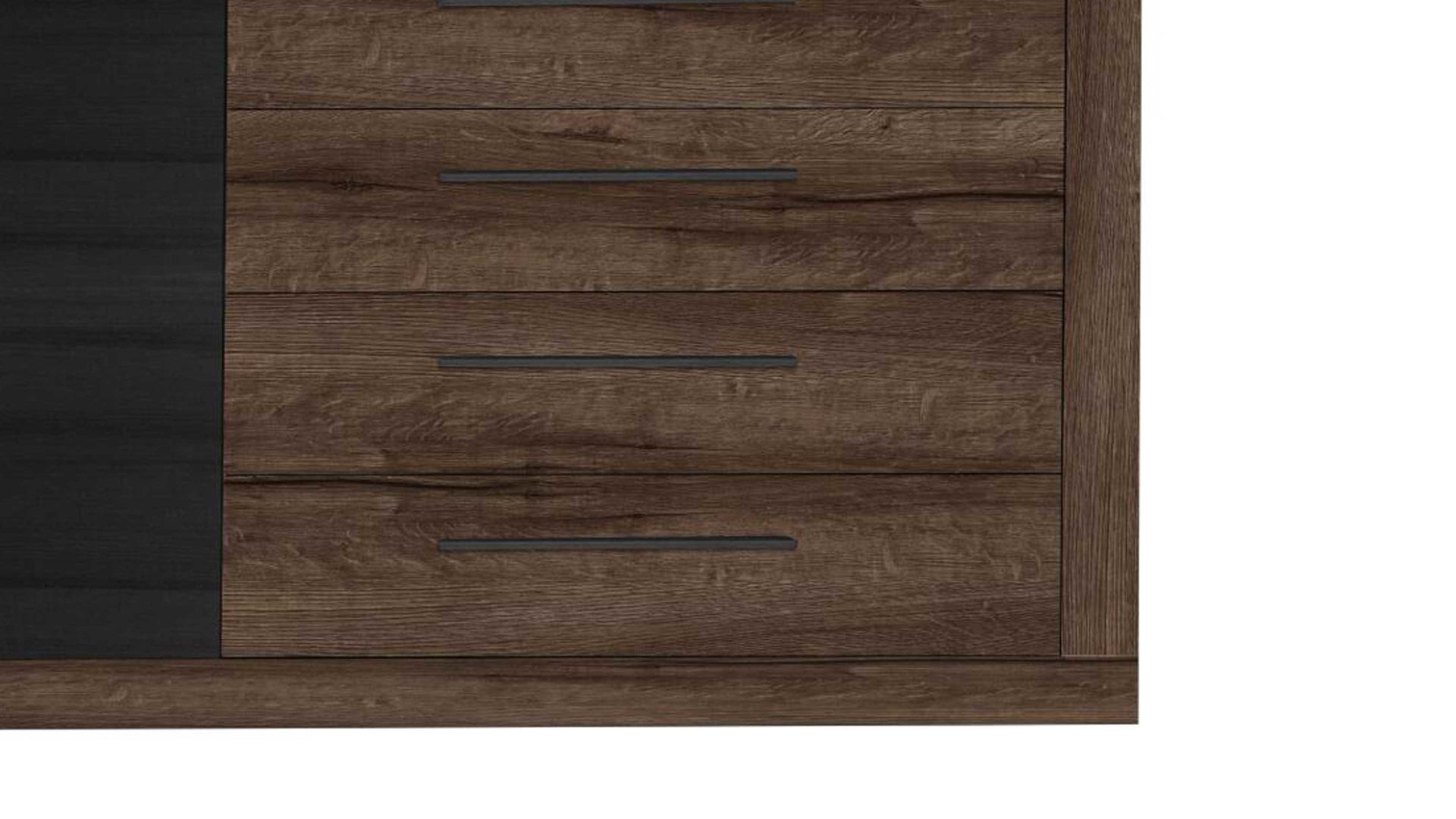 Sideboard Forte® aus Holz in Holzfarben Sideboard Bellevue Schwarzeiche & Schlamm – eine Tür, vier Schubaden