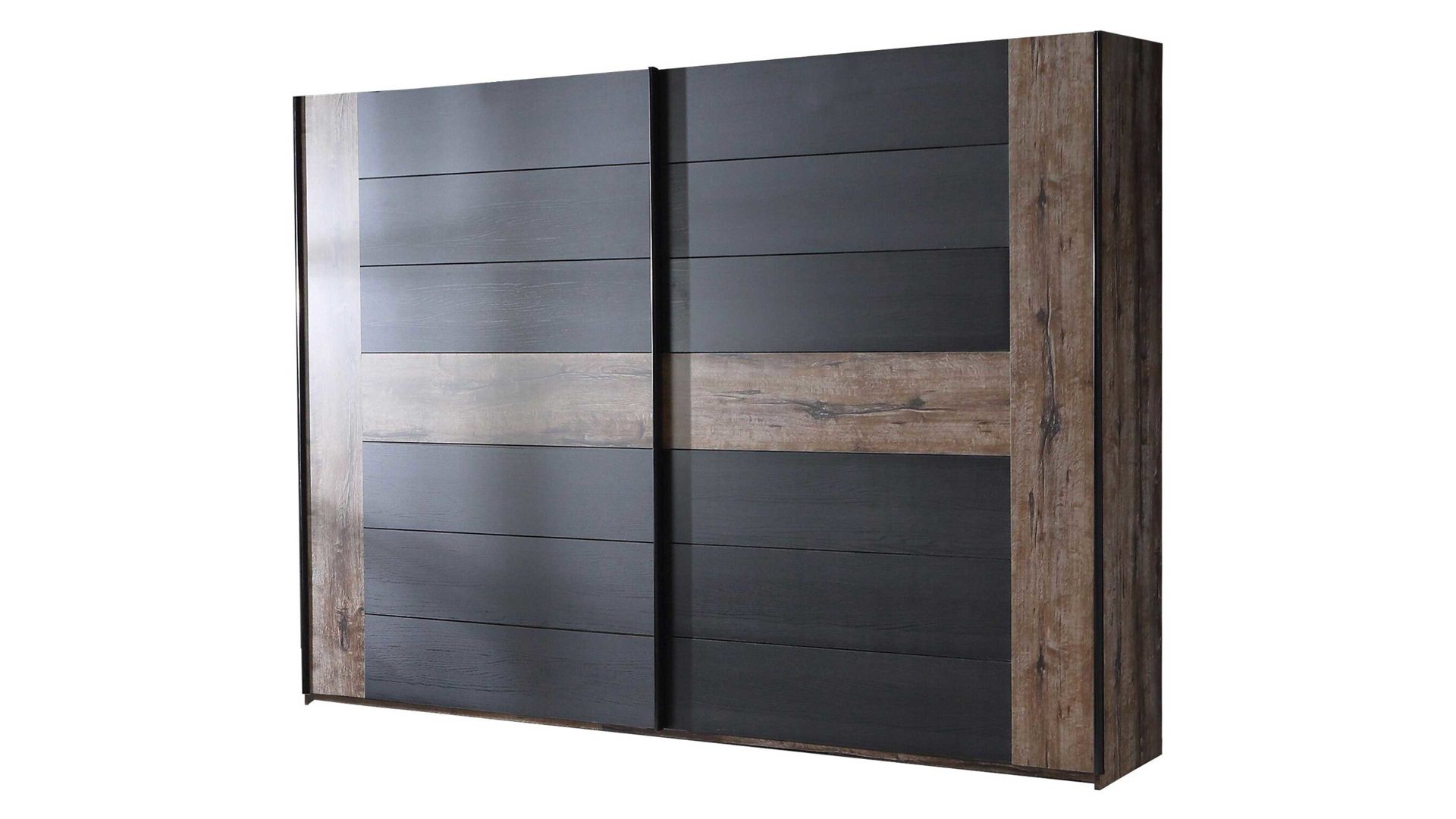 Kleiderschrank Forte® aus Holz in Holzfarben Schwebetürenschrank Bellevue Schwarzeiche & Schlamm – Breite ca. 270 cm, zwei Türen