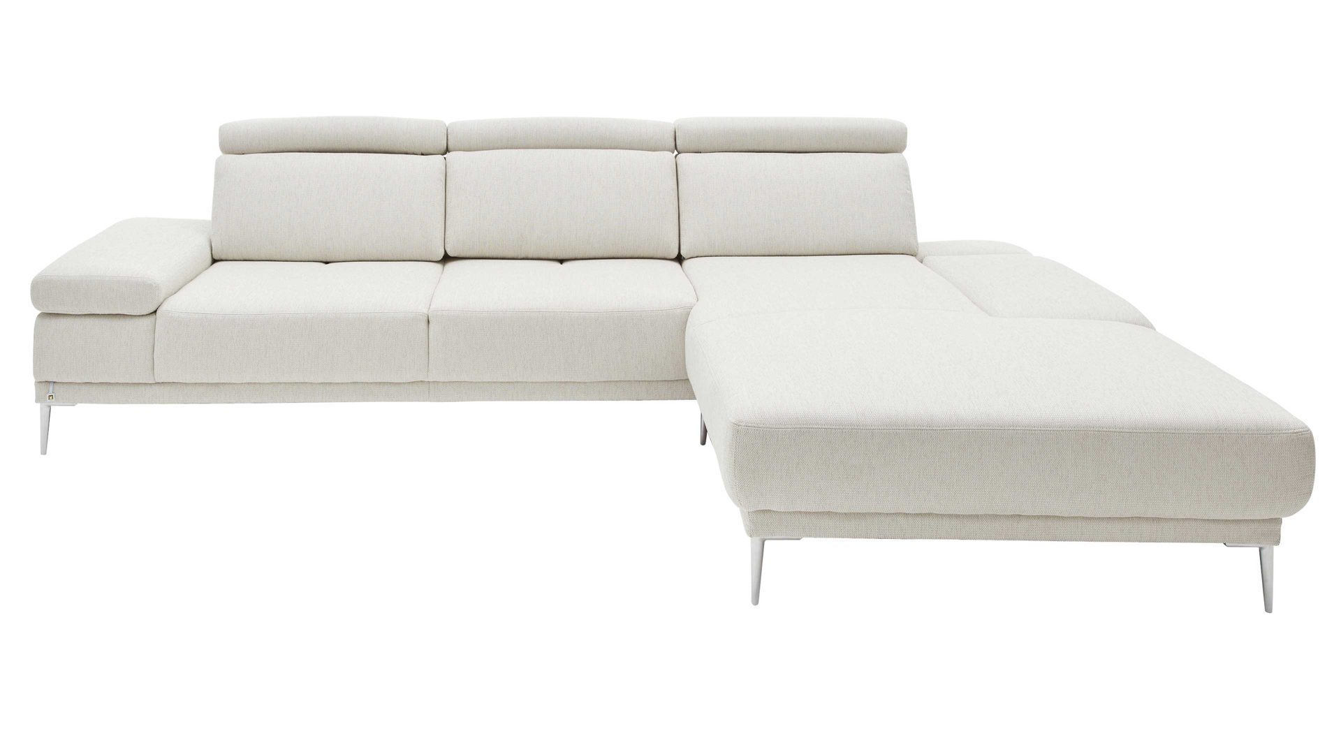 Ecksofa Interliving aus Stoff in Beige Interliving Sofa Serie 4251 – Ecksofa cremefarbener Bezug Q2 Hit 304 & Metallfüße 3.26 – Stellfläche ca. 300 x 225 cm