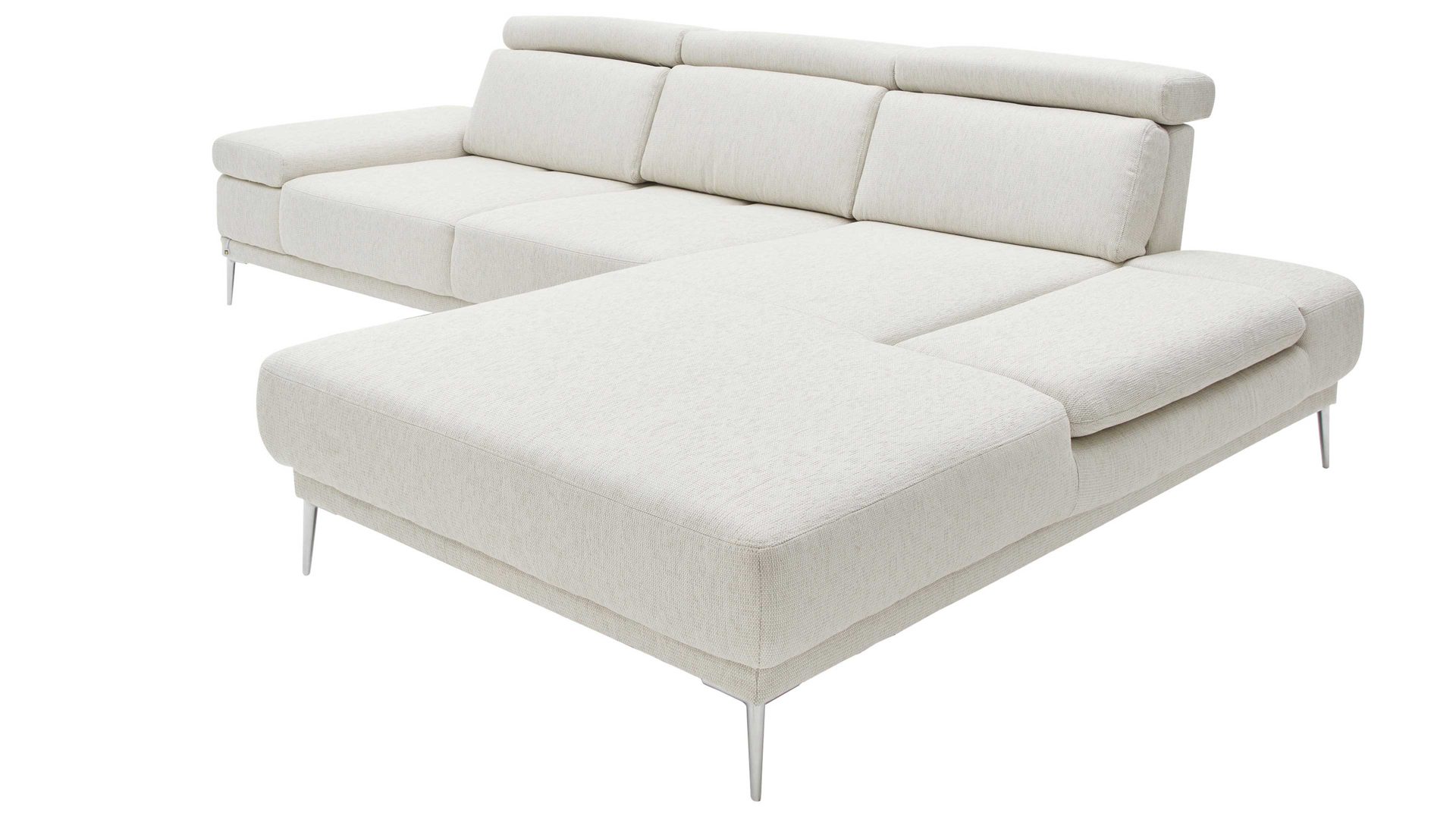 Ecksofa Interliving aus Stoff in Beige Interliving Sofa Serie 4251 – Ecksofa cremefarbener Bezug Q2 Hit 304 & Metallfüße 3.26 – Stellfläche ca. 300 x 225 cm