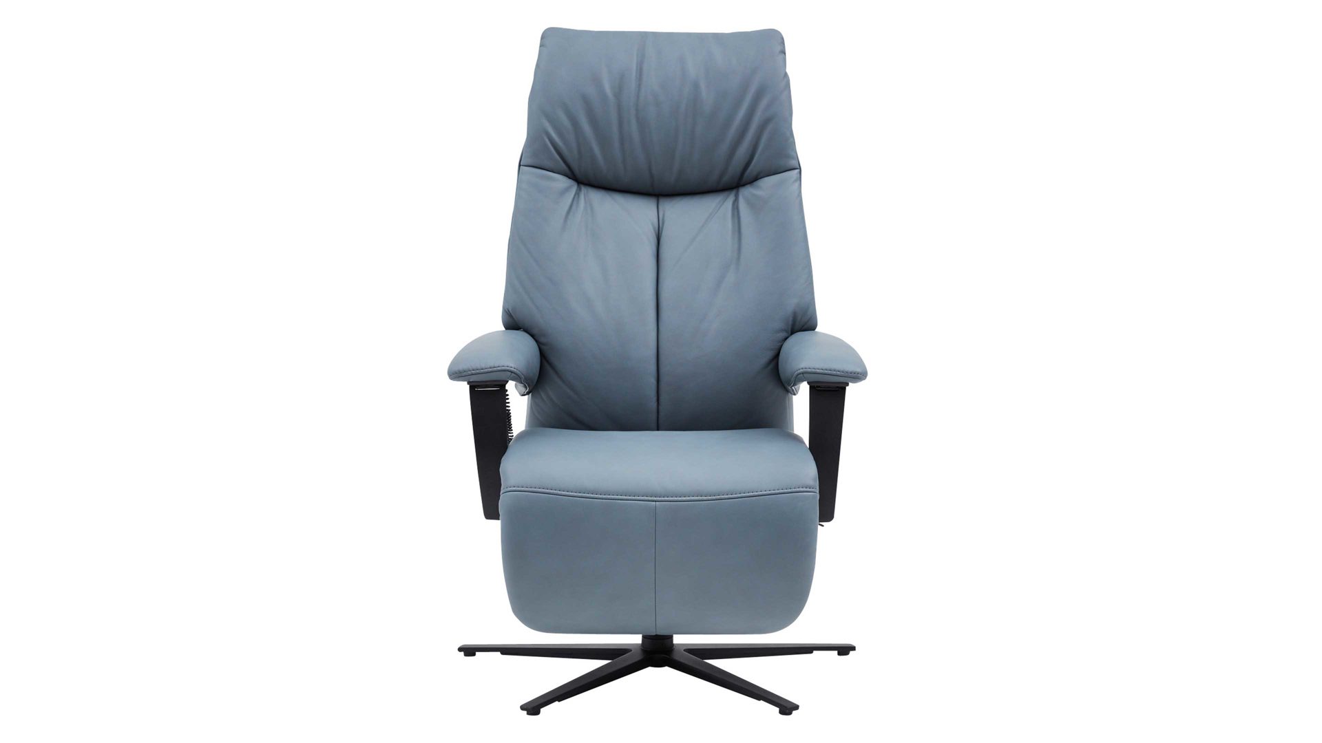 Relaxsessel Interliving aus Leder in Blau Interliving Sessel Serie 4561 - Easy Swing Sessel 51V44 meerblaues LongLife-Leder & anthrazitfarbener Sternfuß