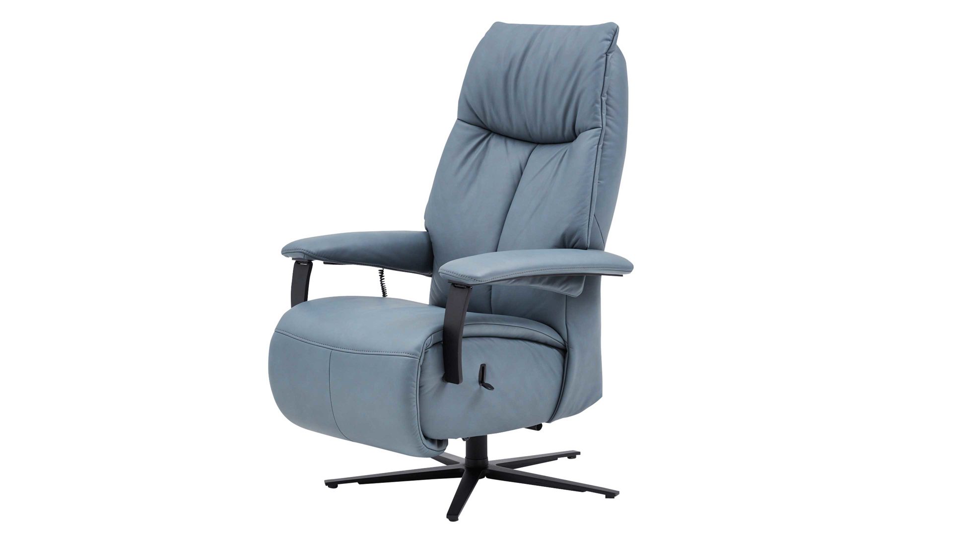 Relaxsessel Interliving aus Leder in Blau Interliving Sessel Serie 4561 - Easy Swing Sessel 51V44 meerblaues LongLife-Leder & anthrazitfarbener Sternfuß