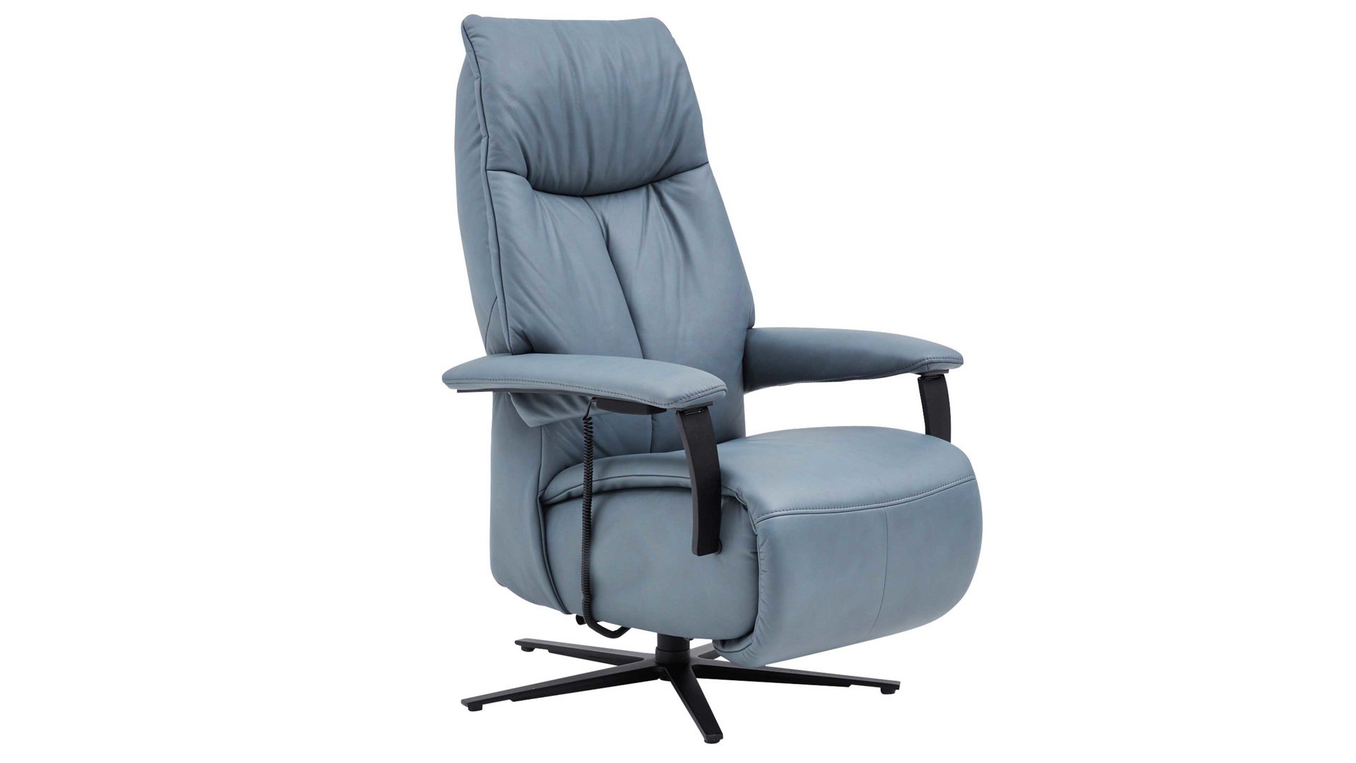 Relaxsessel Interliving aus Leder in Blau Interliving Sessel Serie 4561 - Easy Swing Sessel 51V44 meerblaues LongLife-Leder & anthrazitfarbener Sternfuß