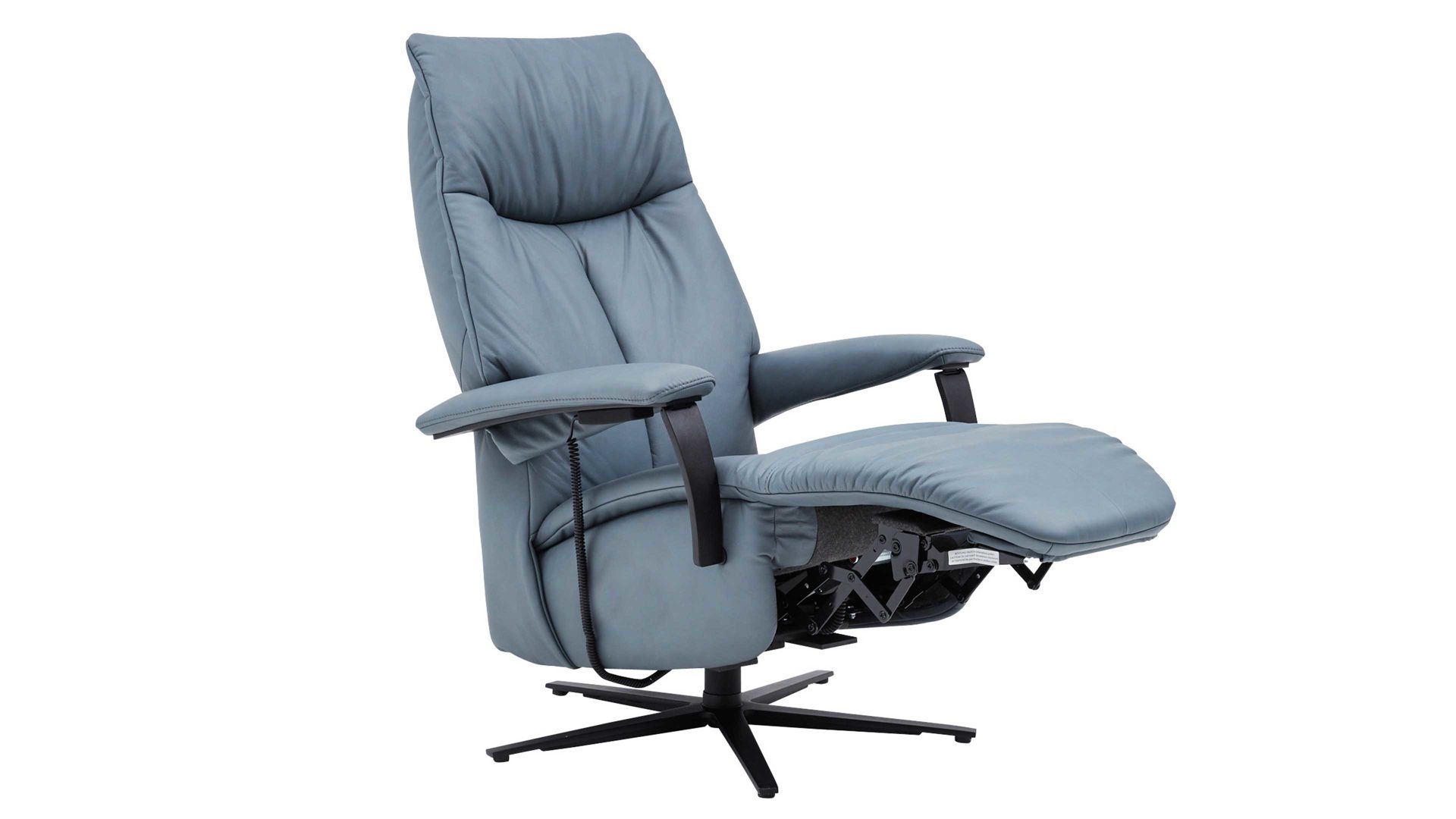 Relaxsessel Interliving aus Leder in Blau Interliving Sessel Serie 4561 - Easy Swing Sessel 51V44 meerblaues LongLife-Leder & anthrazitfarbener Sternfuß