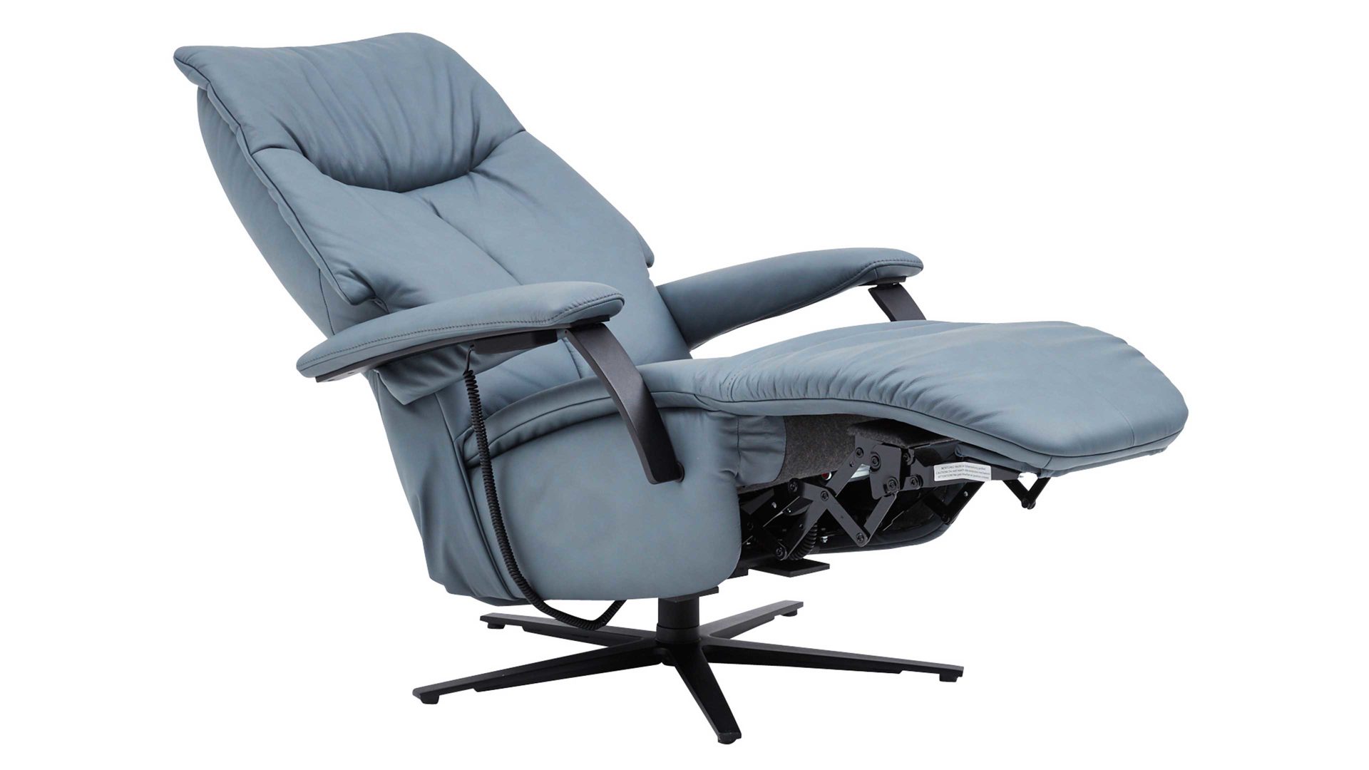 Relaxsessel Interliving aus Leder in Blau Interliving Sessel Serie 4561 - Easy Swing Sessel meerblaues LongLife-Leder & anthrazitfarbener Sternfuß