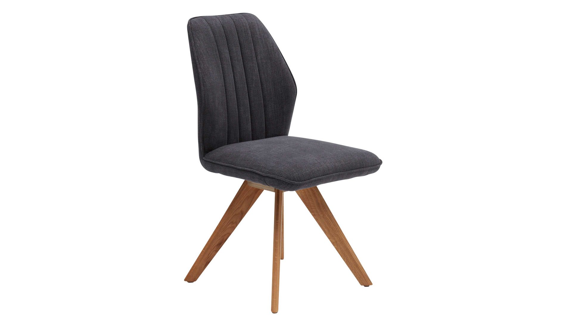 Polsterstuhl Interliving aus Stoff in Dunkelgrau Interliving Esszimmer Serie 5102 – Polsterstuhl U111 mit Drehfunktion graphitfarbener Bezug Tirol 480 & Wildeiche