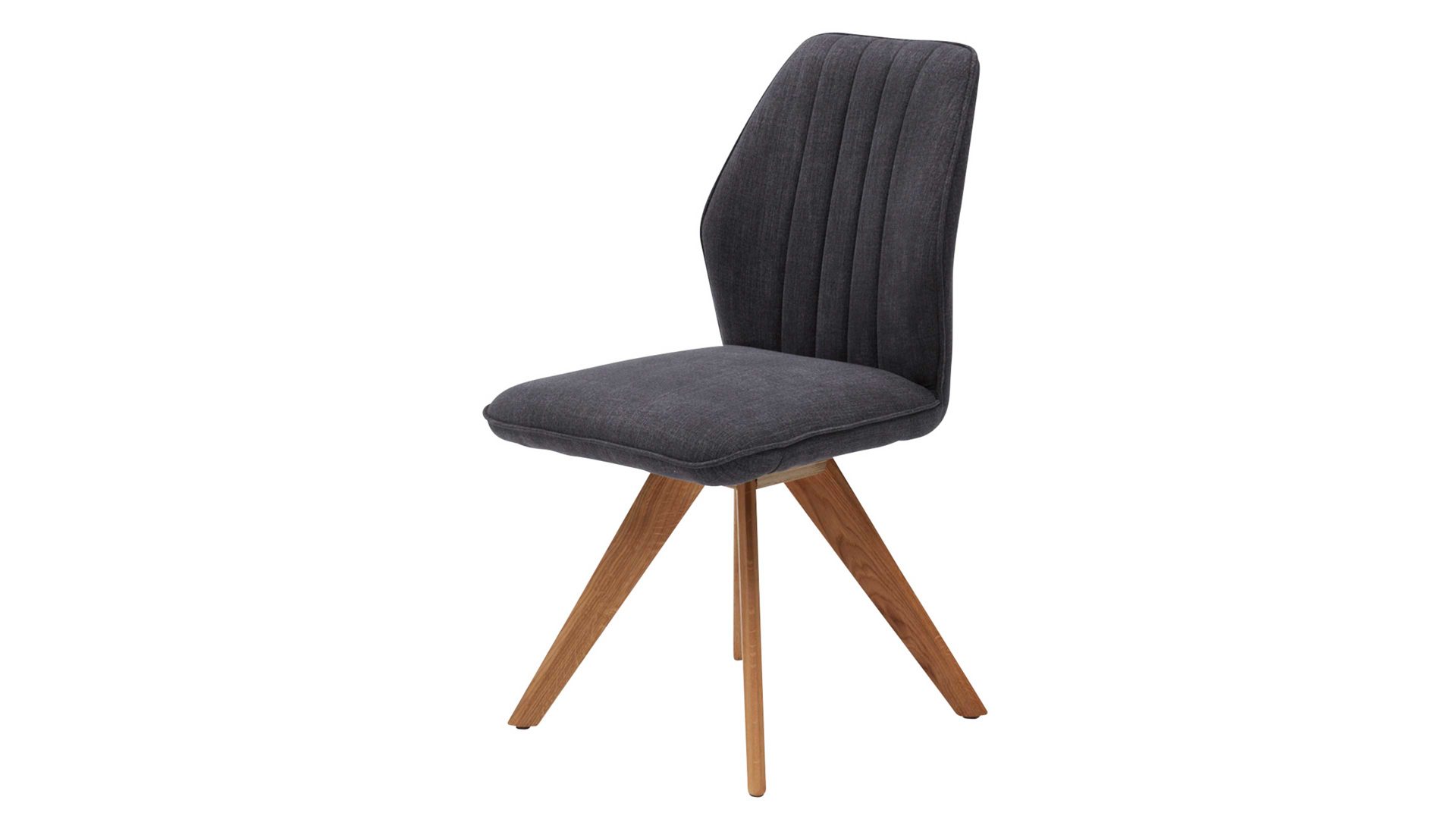 Polsterstuhl Interliving aus Stoff in Dunkelgrau Interliving Esszimmer Serie 5102 – Polsterstuhl U111 mit Drehfunktion graphitfarbener Bezug Tirol 480 & Wildeiche