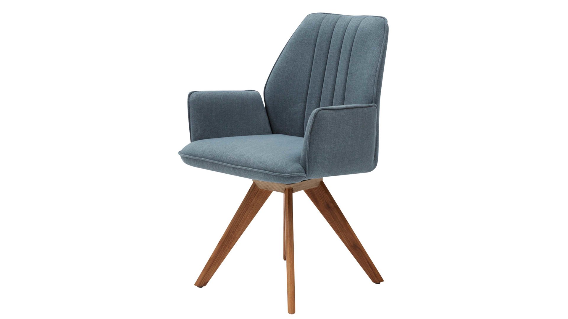 Polsterstuhl Interliving aus Stoff in Blau Interliving Esszimmer Serie 5102 – Armlehn-Polsterstuhl V112 aquafarbener Webstoff Tirol 484 & Wildeiche