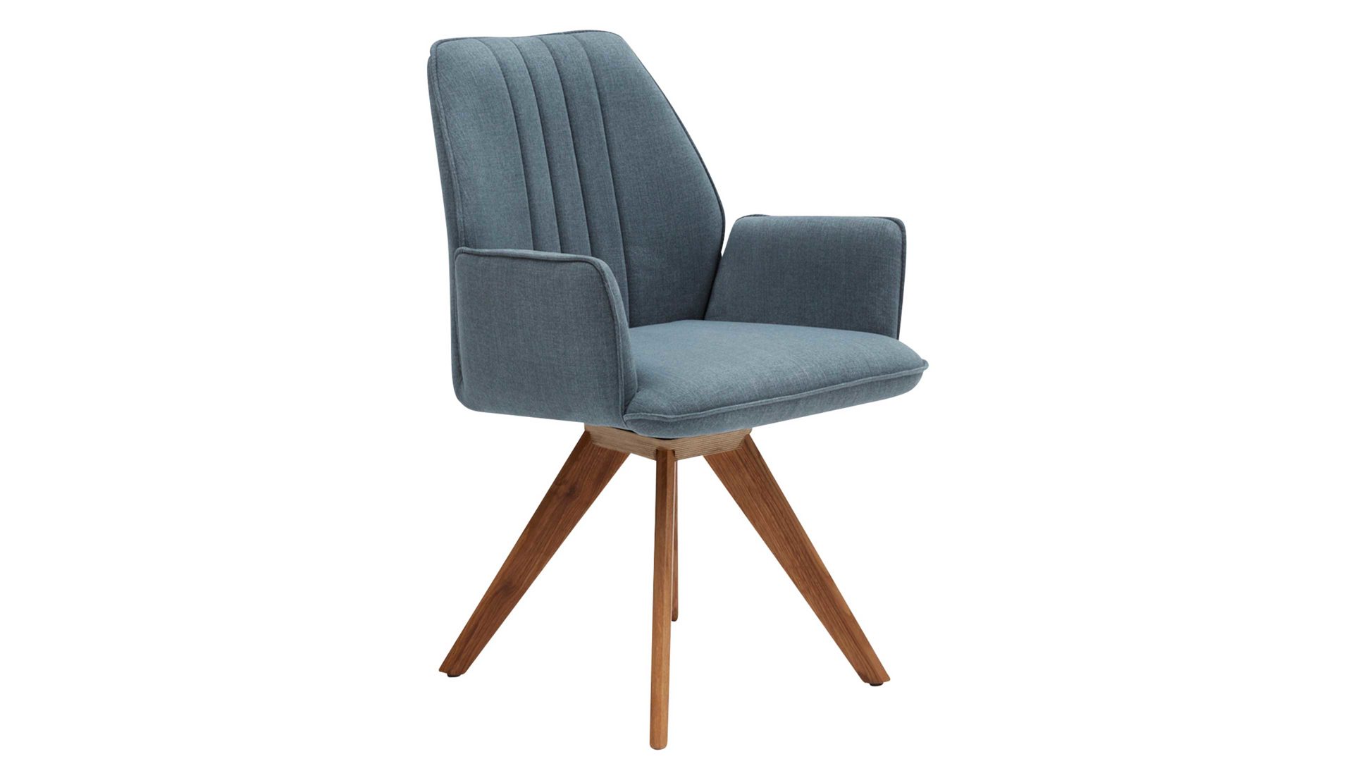 Polsterstuhl Interliving aus Stoff in Blau Interliving Esszimmer Serie 5102 – Armlehn-Polsterstuhl aquafarbener Webstoff Tirol 484 & Wildeiche