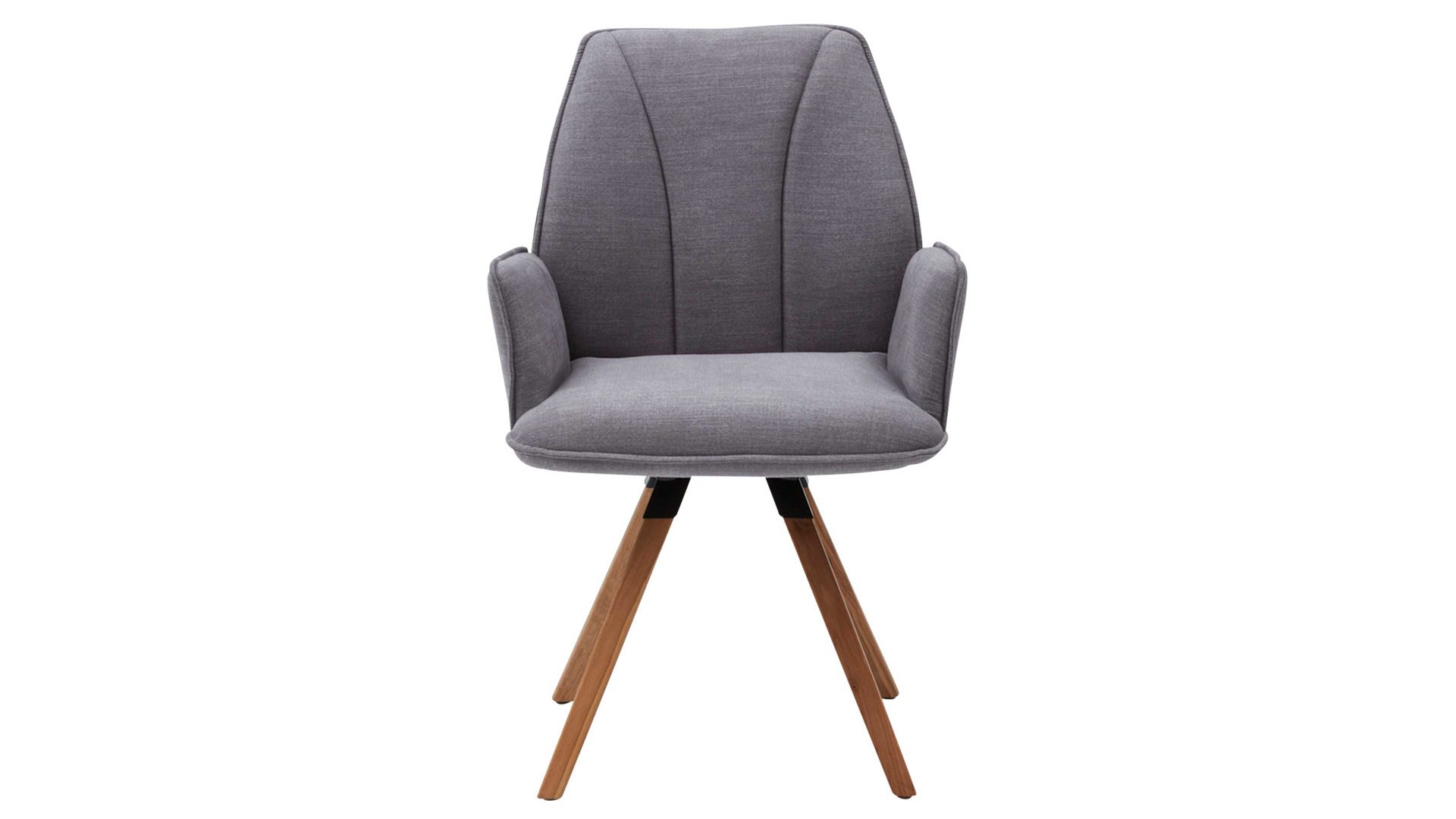 Polsterstuhl Interliving aus Stoff in Grau Interliving Esszimmer Serie 5102 – Armlehn-Polsterstuhl V232 kieselfarbener Webstoff Tirol 489 & Eiche