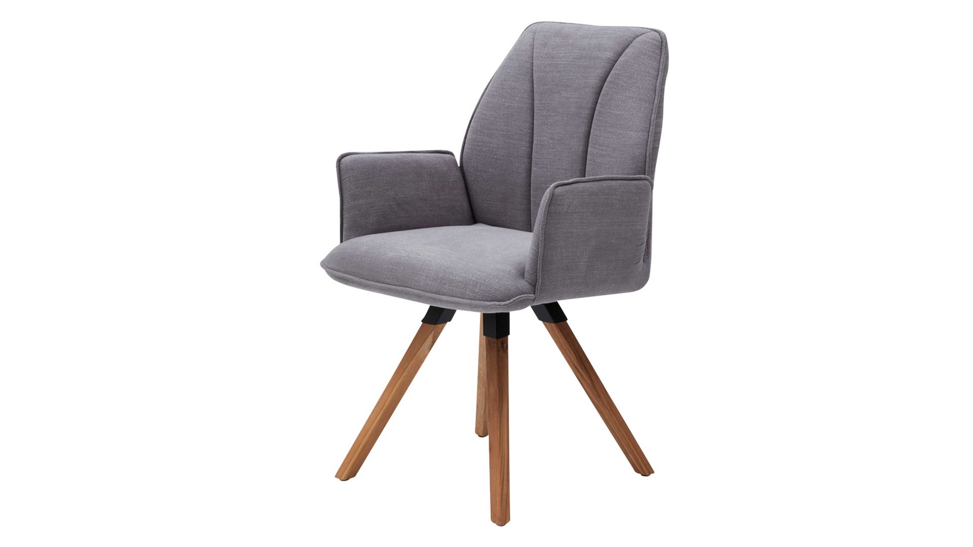 Polsterstuhl Interliving aus Stoff in Grau Interliving Esszimmer Serie 5102 – Armlehn-Polsterstuhl kieselfarbener Webstoff Tirol 489 & Eiche