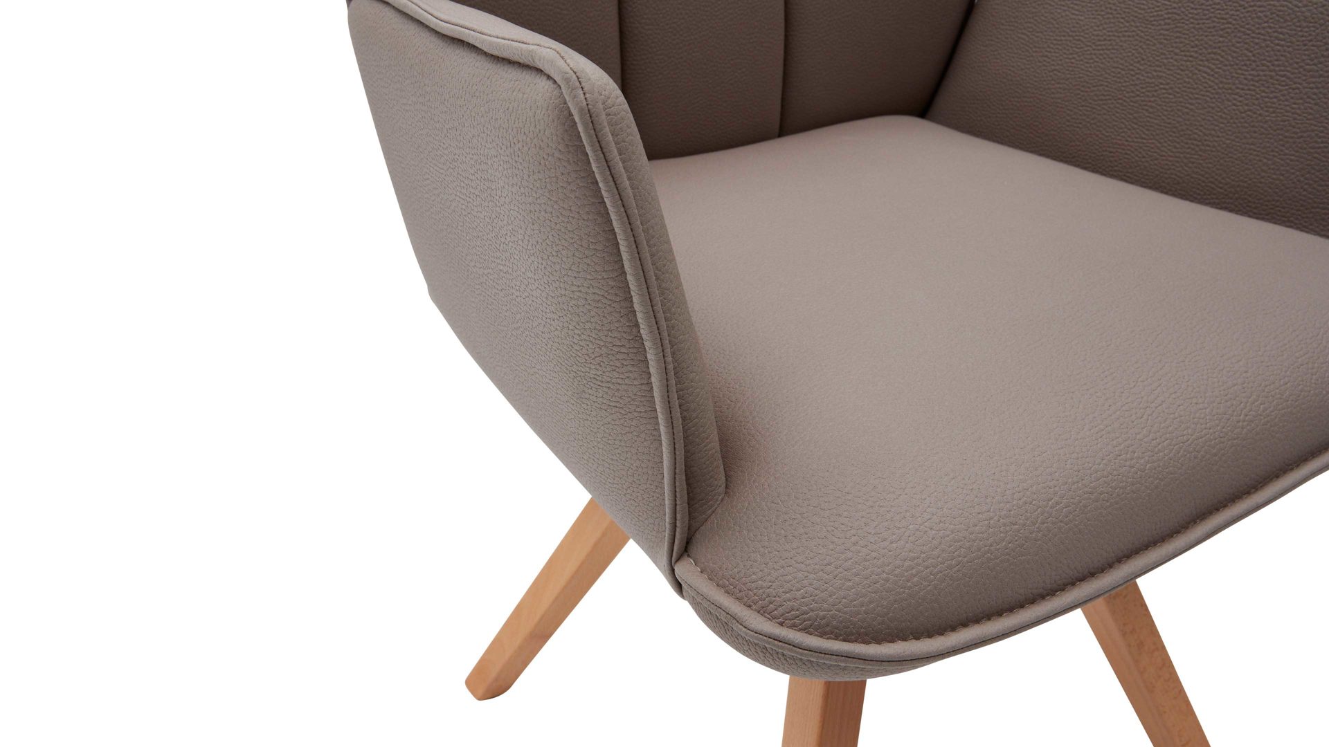 Polsterstuhl Interliving aus Stoff in Hellbraun Interliving Esszimmer Serie 5102 – Armlehn-Polsterstuhl U232 mit Drehfunktion sandfarbene Mikrofaser Atlantis 914 & Kernbuche