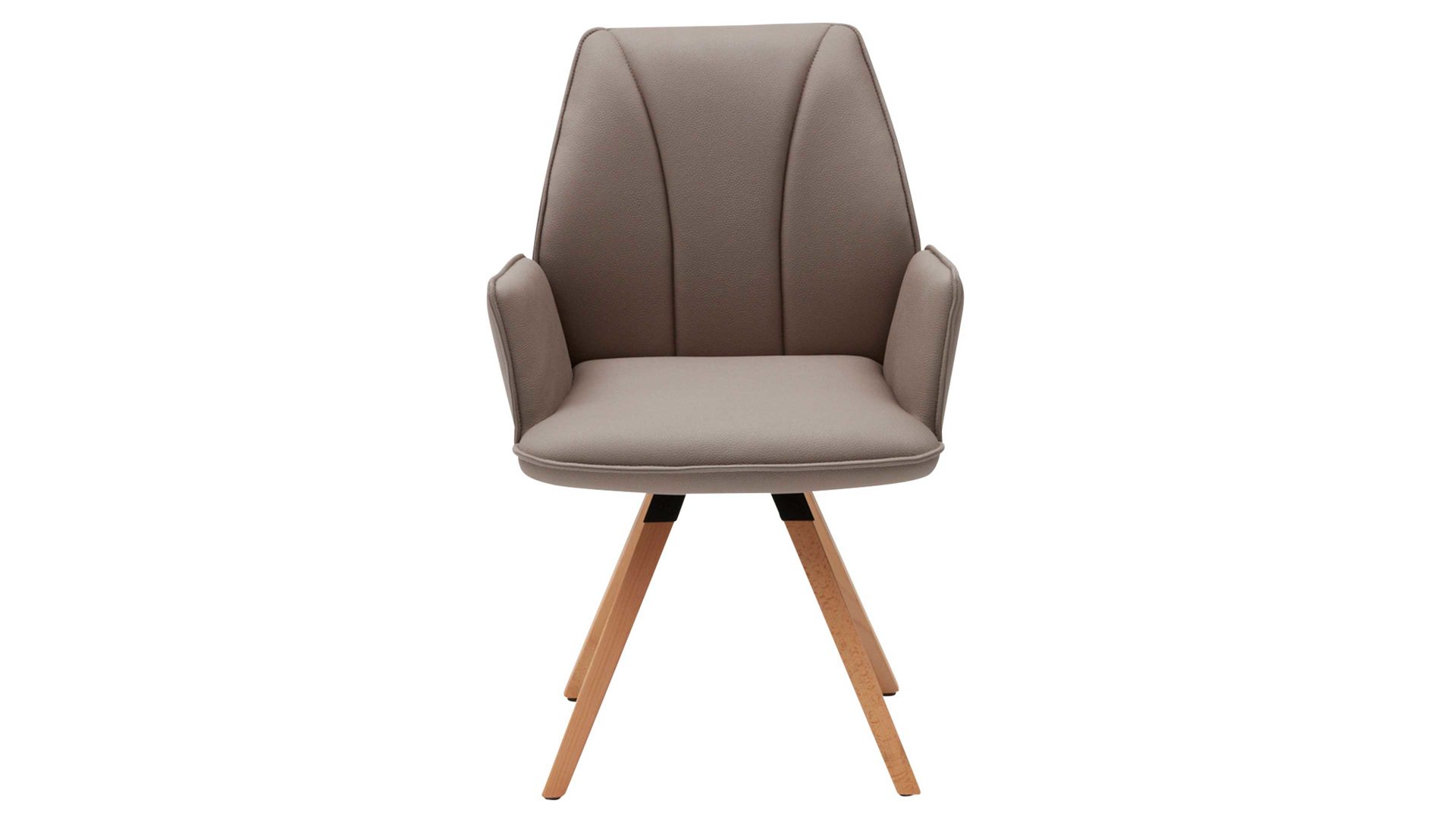 Polsterstuhl Interliving aus Stoff in Hellbraun Interliving Esszimmer Serie 5102 – Armlehn-Polsterstuhl U232 mit Drehfunktion sandfarbene Mikrofaser Atlantis 914 & Kernbuche