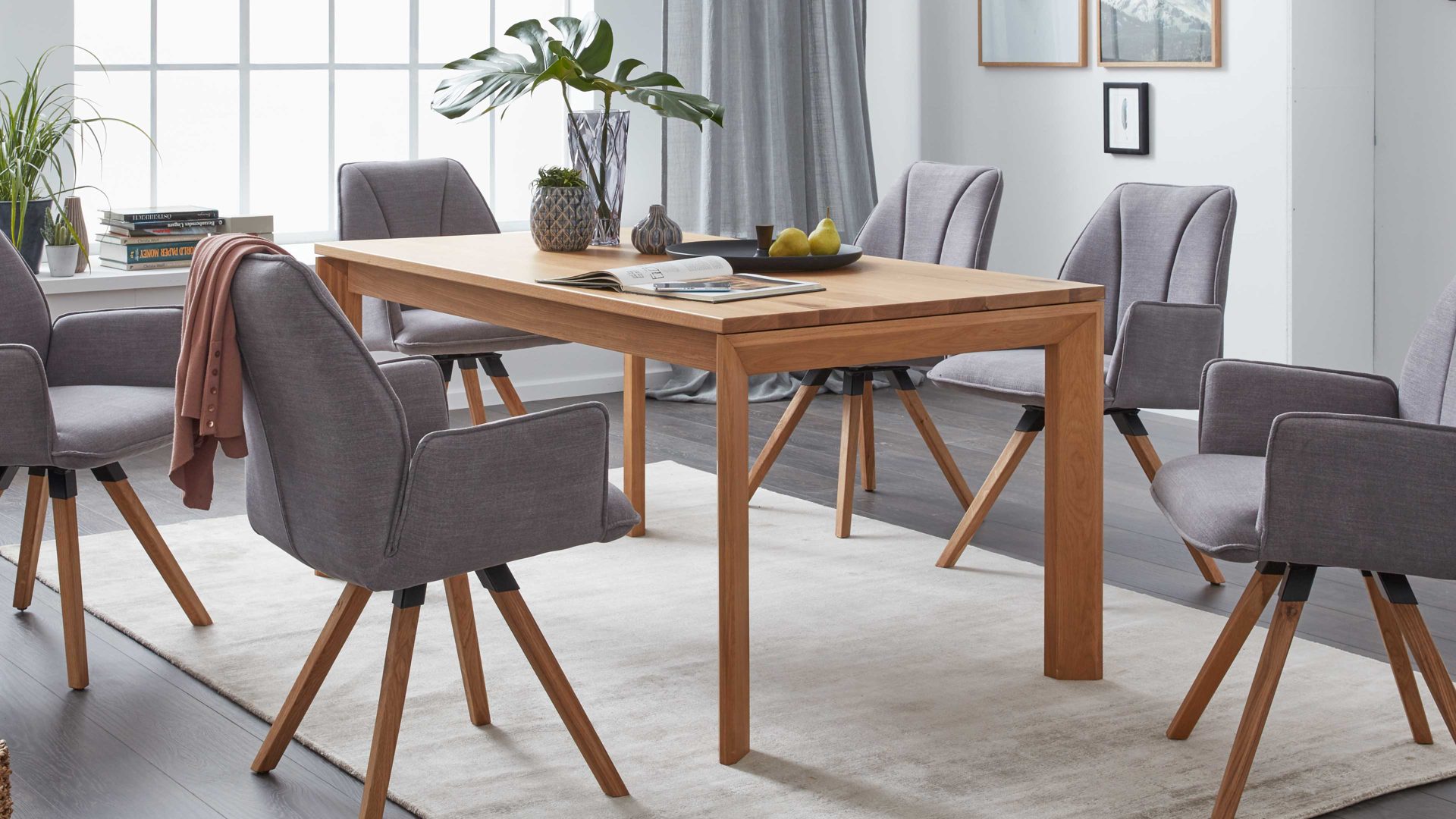 Auszugtisch Interliving aus Holz in Holzfarben Interliving Esszimmer Serie 5102 – Auszugtisch Charakter-Eiche – ca. 180-280 x 90 cm