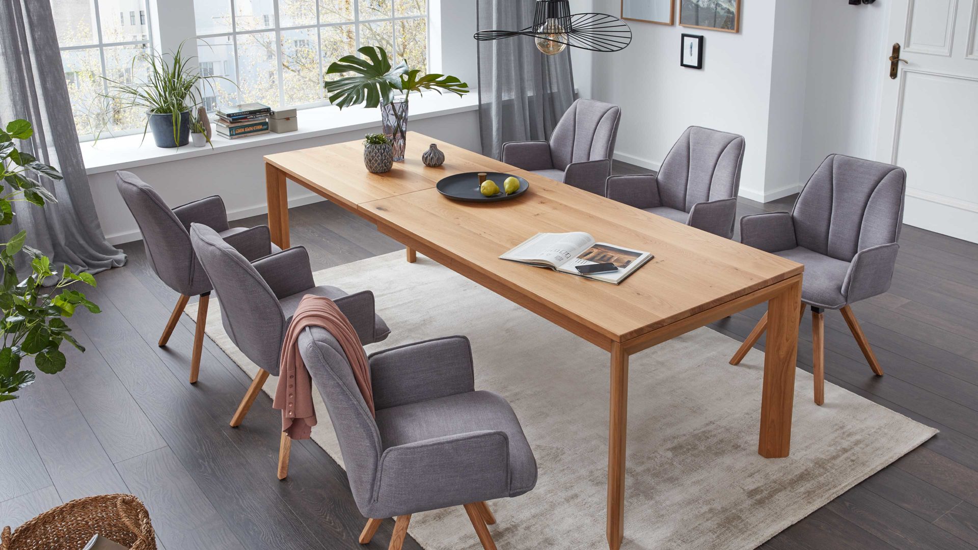 Auszugtisch Interliving aus Holz in Holzfarben Interliving Esszimmer Serie 5102 – Auszugtisch V203 Charakter-Eiche – ca. 180-280 x 90 cm