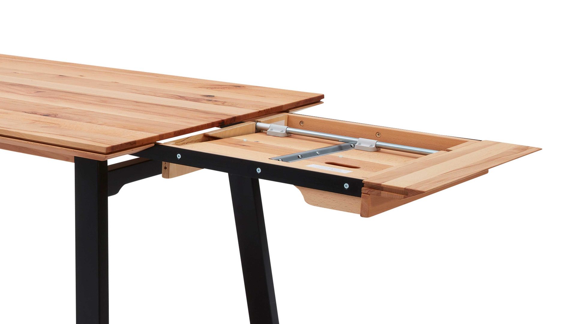 Auszugtisch Interliving aus Holz in Holzfarben Interliving Esszimmer Serie 5102 – Auszugtisch Charakter-Kernbuche & schwarzes Holz – ca. 200-250 x 100 cm