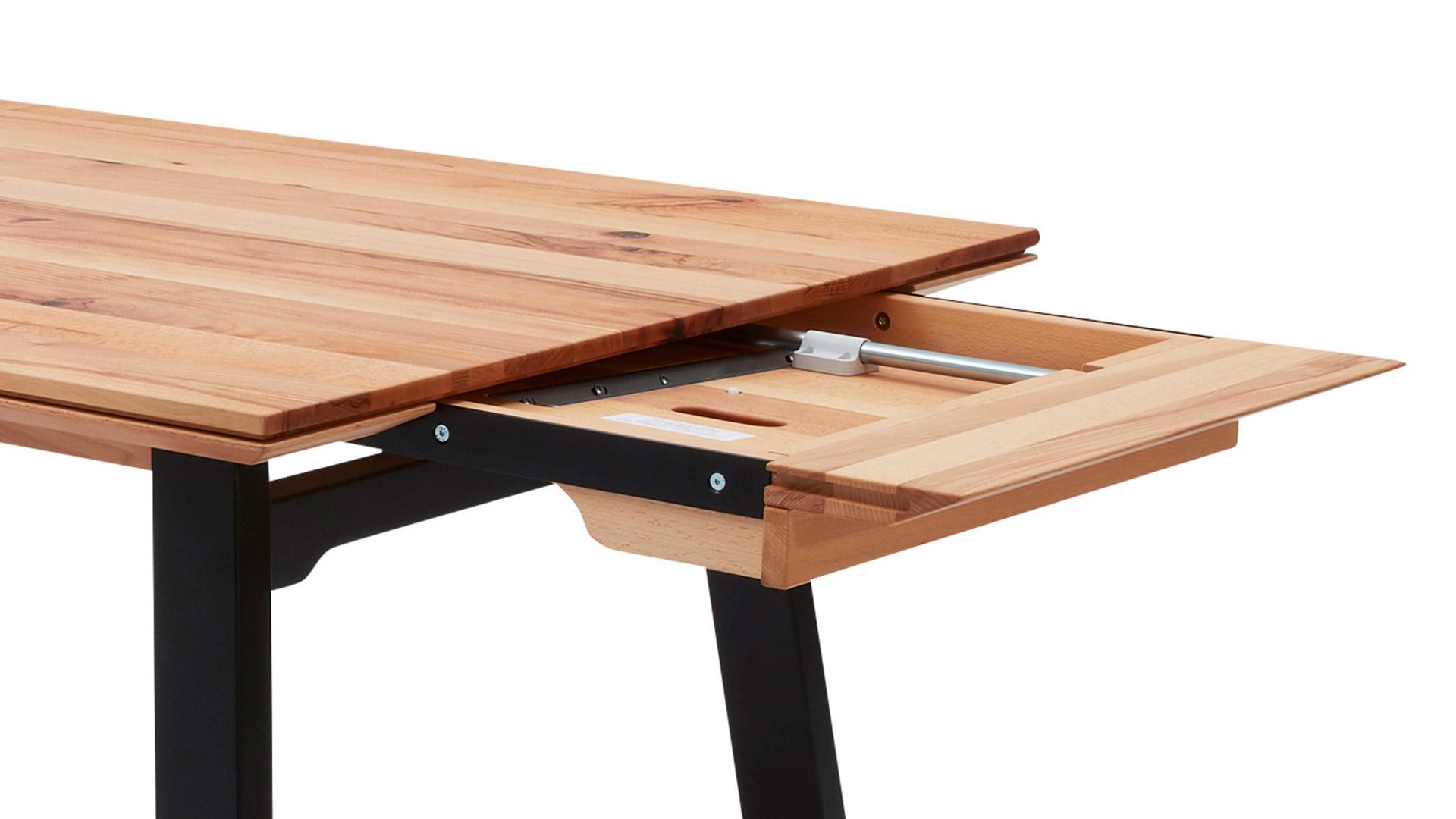 Auszugtisch Interliving aus Holz in Holzfarben Interliving Esszimmer Serie 5102 – Auszugtisch Charakter-Kernbuche & schwarzes Eisen – ca. 220-270 x 100 cm
