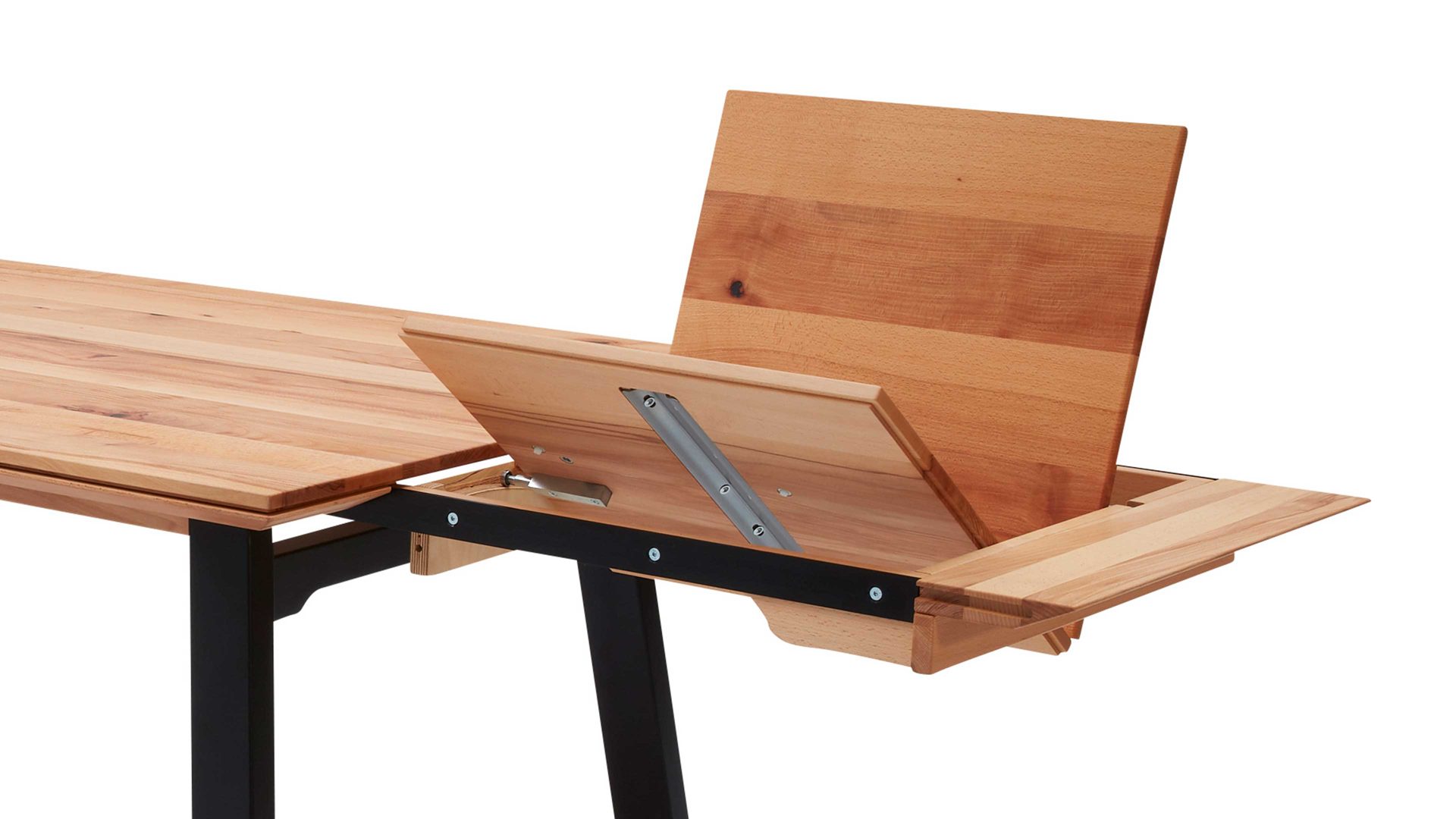 Auszugtisch Interliving aus Holz in Holzfarben Interliving Esszimmer Serie 5102 – Auszugtisch V513 Charakter-Kernbuche & schwarzes Eisen – ca. 200-250 x 100 cm
