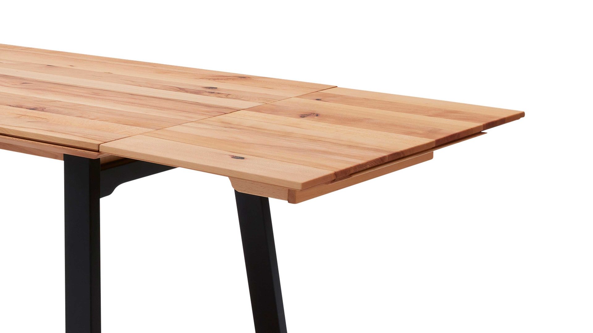 Auszugtisch Interliving aus Holz in Holzfarben Interliving Esszimmer Serie 5102 – Auszugtisch V513 Charakter-Kernbuche & schwarzes Eisen – ca. 220-270 x 100 cm