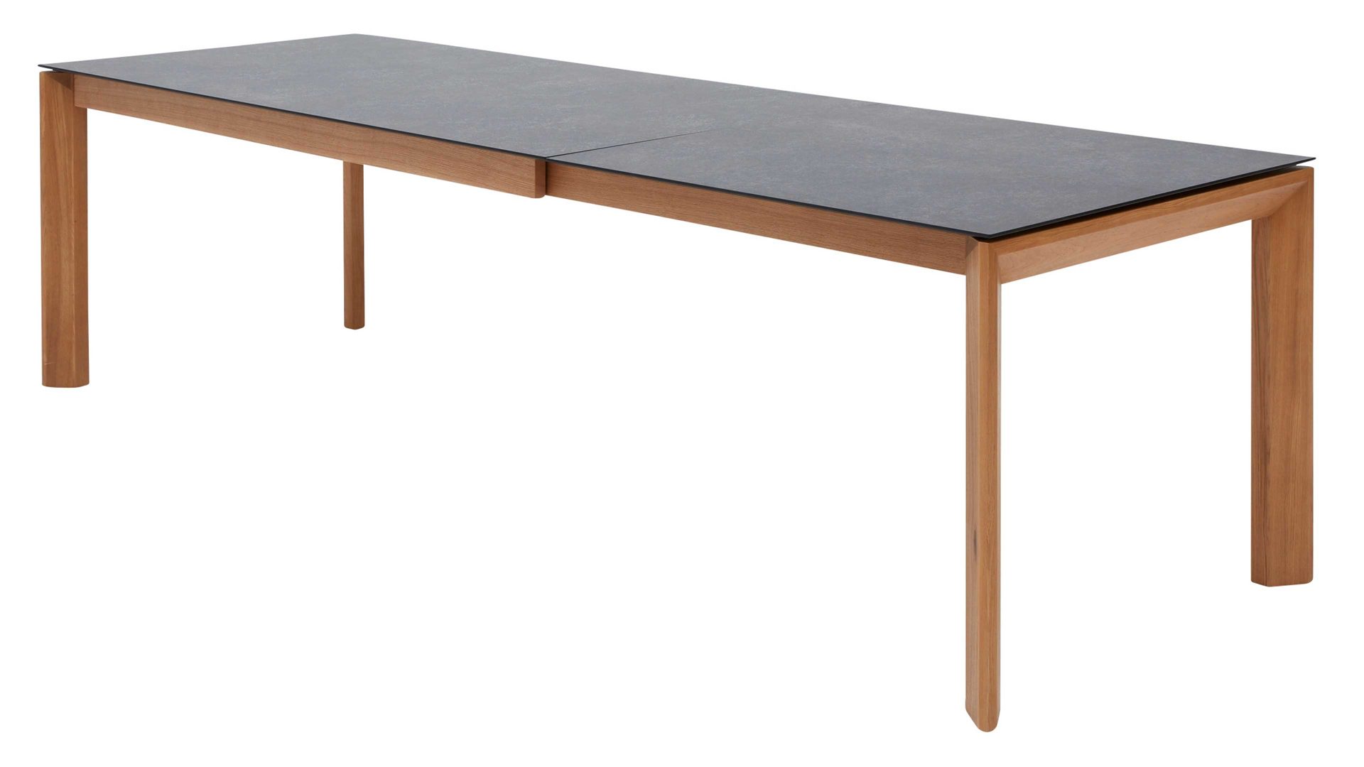 Auszugtisch Interliving aus Holz in Grau Interliving Esszimmer Serie 5102 – Auszugtisch granitfarbenes HPL & Wildeiche – ca. 140-240 x 90 cm