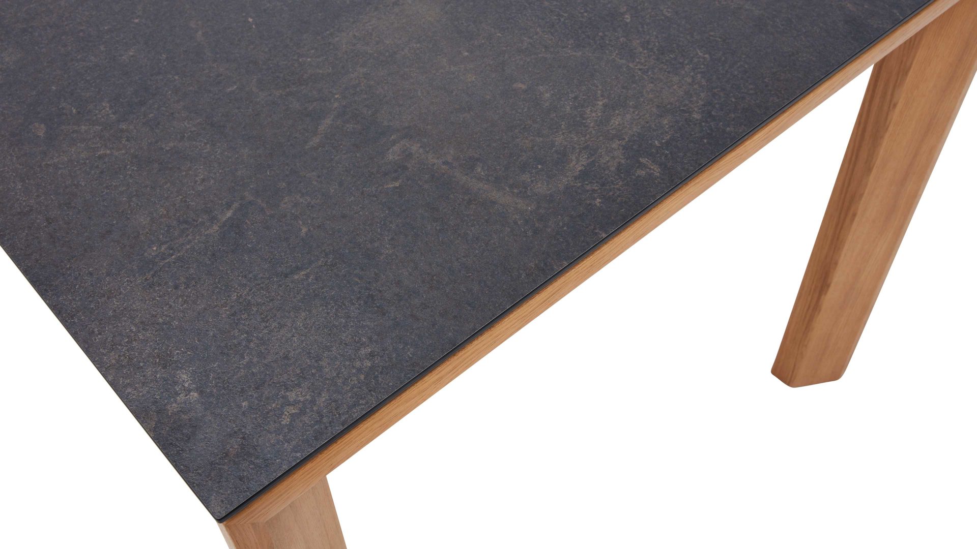 Auszugtisch Interliving aus Holz in Grau Interliving Esszimmer Serie 5102 – Auszugtisch granitfarbenes HPL & Wildeiche – ca. 200-300 x 90 cm