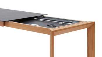 Auszugtisch Interliving aus Holz in Grau Interliving Esszimmer Serie 5102 – Auszugtisch granitfarbenes HPL & Wildeiche – ca. 200-300 x 90 cm