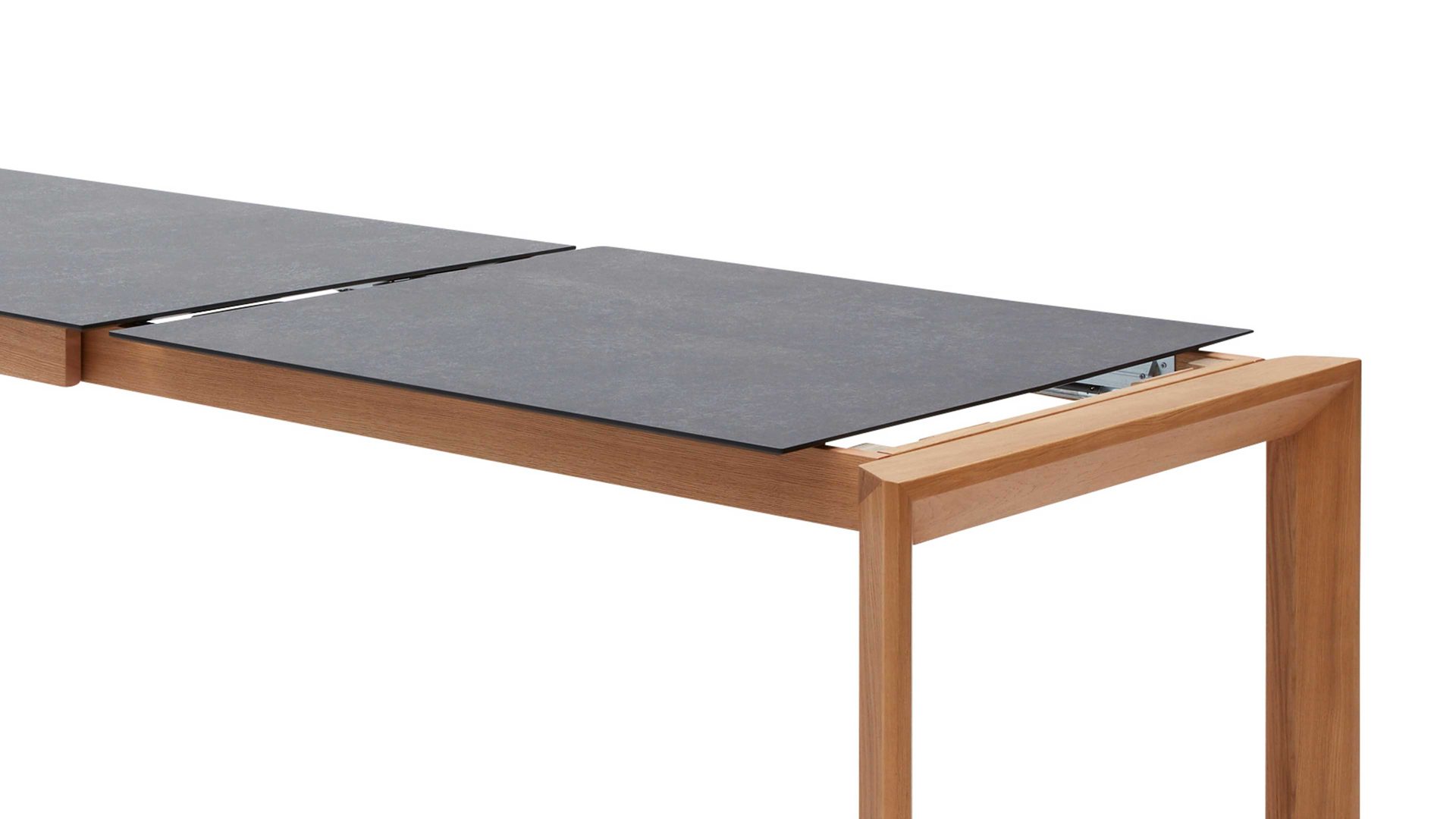 Auszugtisch Interliving aus Holz in Grau Interliving Esszimmer Serie 5102 – Auszugtisch V133 granitfarbenes HPL & Wildeiche – ca. 160-260 x 90 cm