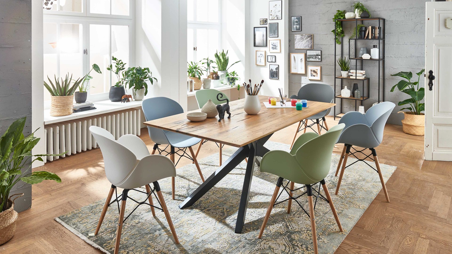 Esstisch Niehoff sitzmoebel aus Holz in Holzfarben NIEHOFF SITZMÖBEL Esstisch Windhoek Balkeneiche & Eisen - ca. 180 x 100 cm