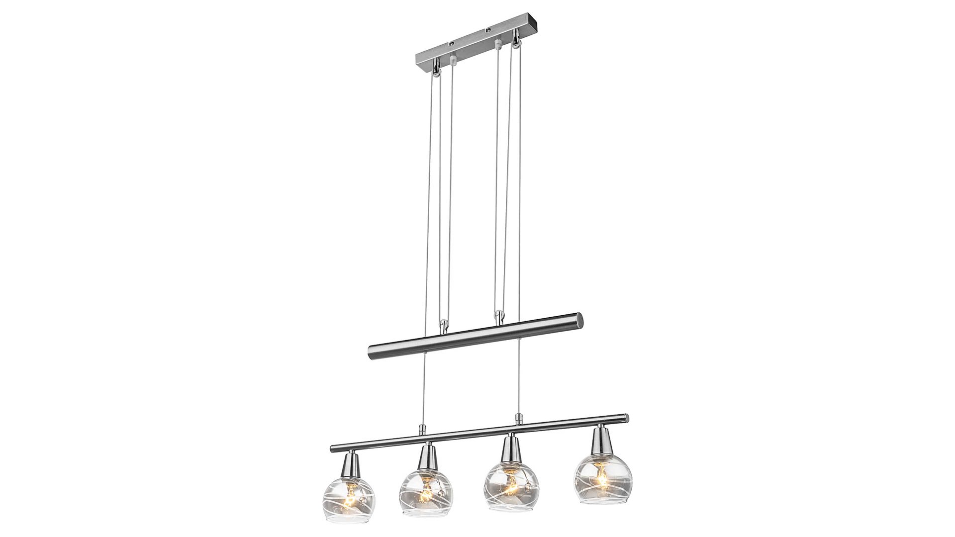 Pendelleuchte Globo lighting aus Glas in Grau GLOBO LED-Pendelleuchte Roman rauchfarbenes & klares Glas, Nickel matt – Länge ca. 60 cm