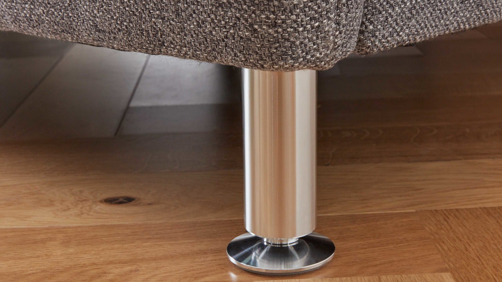 Ecksofa modulmaster aus Stoff in Grau Modulmaster MM-ZE1080 - Ecksofa in U-Form stahlgraues Flachgewebe Unica & Metallfüße – Stellfläche ca. 200 x 305 cm