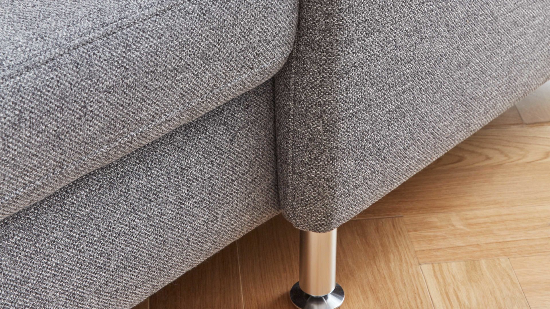 Ecksofa modulmaster aus Stoff in Grau Modulmaster MM-ZE1080 - Ecksofa in U-Form stahlgraues Flachgewebe Unica & Metallfüße – Stellfläche ca. 200 x 305 cm