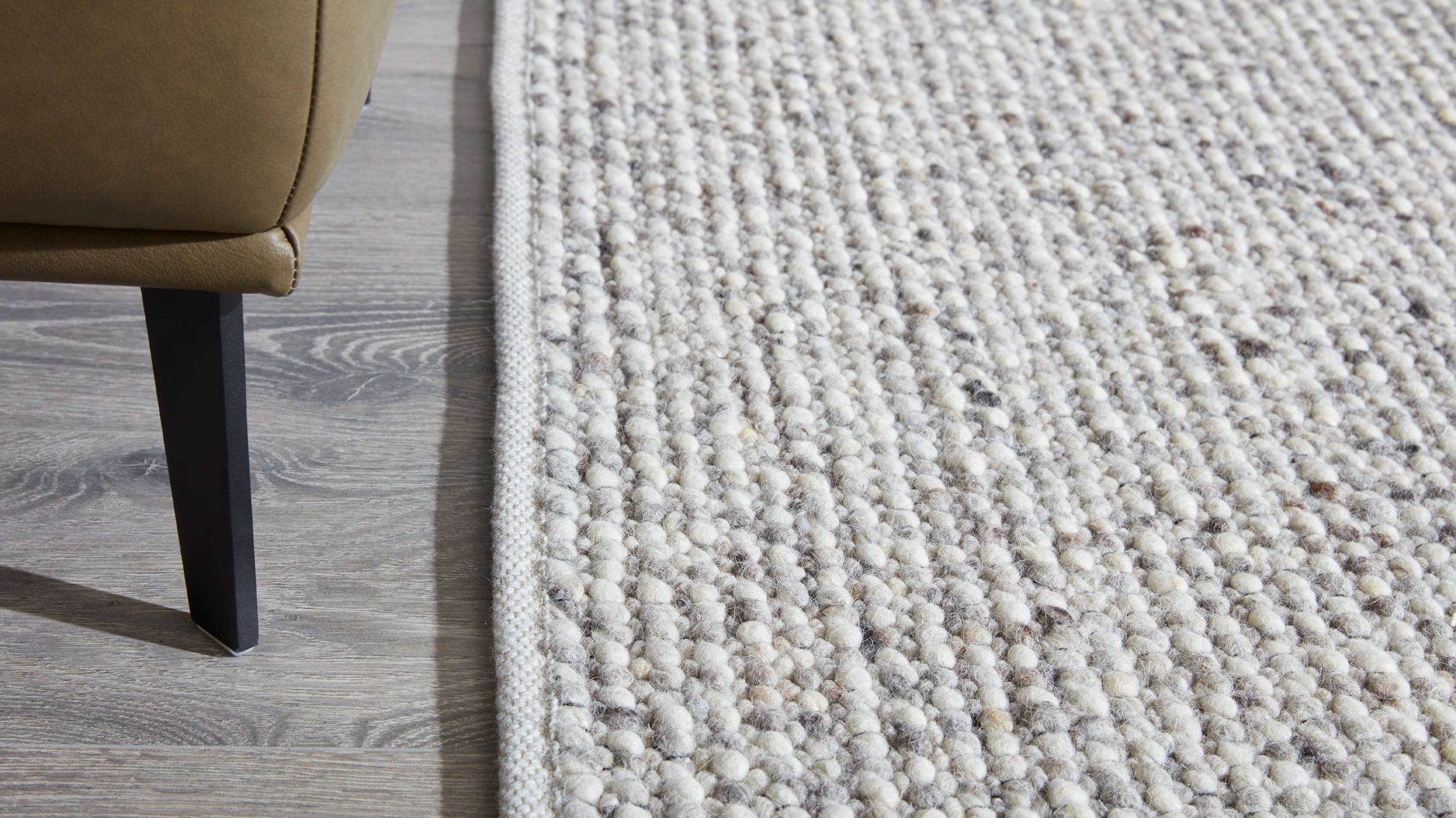 Handwebteppich Interliving aus Naturfaser in Weiß Interliving Teppich Serie B-8001 Kalkstein – ca. 170 x 240 cm
