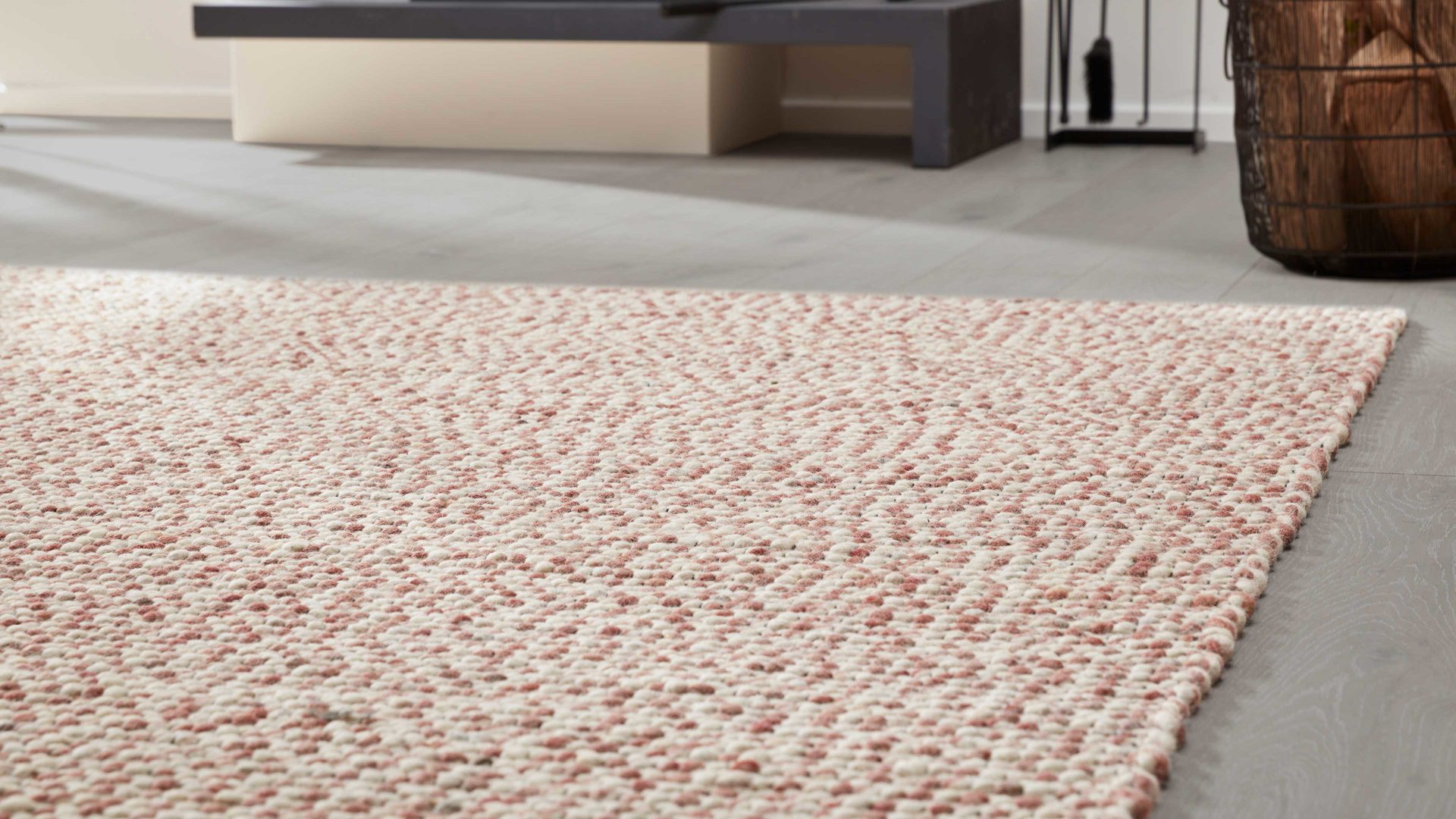 Handwebteppich Interliving aus Naturfaser in Pastell Interliving Teppich Serie B-8001 Rosé – ca. 170 x 240 cm