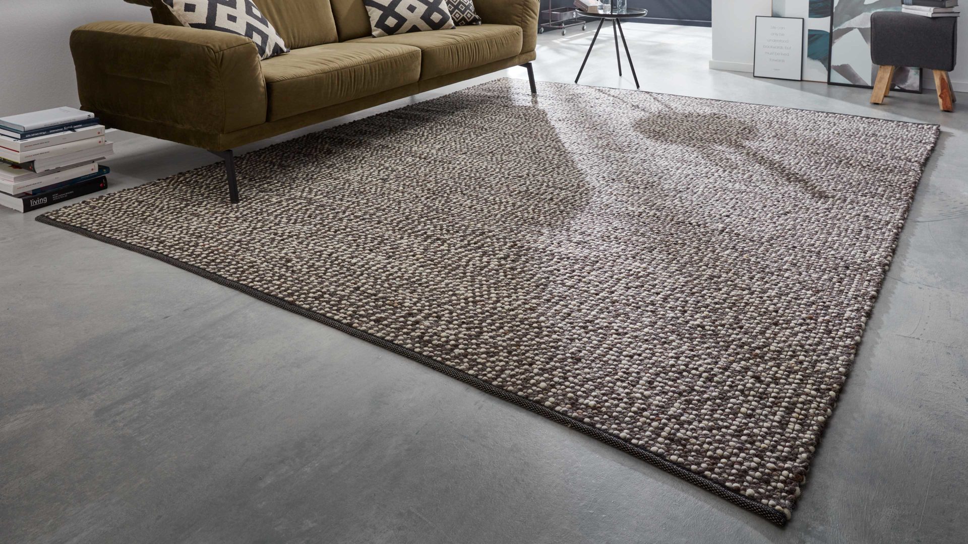 Handwebteppich Interliving aus Naturfaser in Braun Interliving Teppich Serie B-8001 perlfarbene Schurwolle – ca. 250 x 340 cm