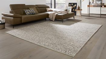 Handwebteppich Interliving aus Naturfaser in Hellgrau Interliving Teppich Serie B-8001 steinfarbene Schurwolle – ca. 65 x 130 cm