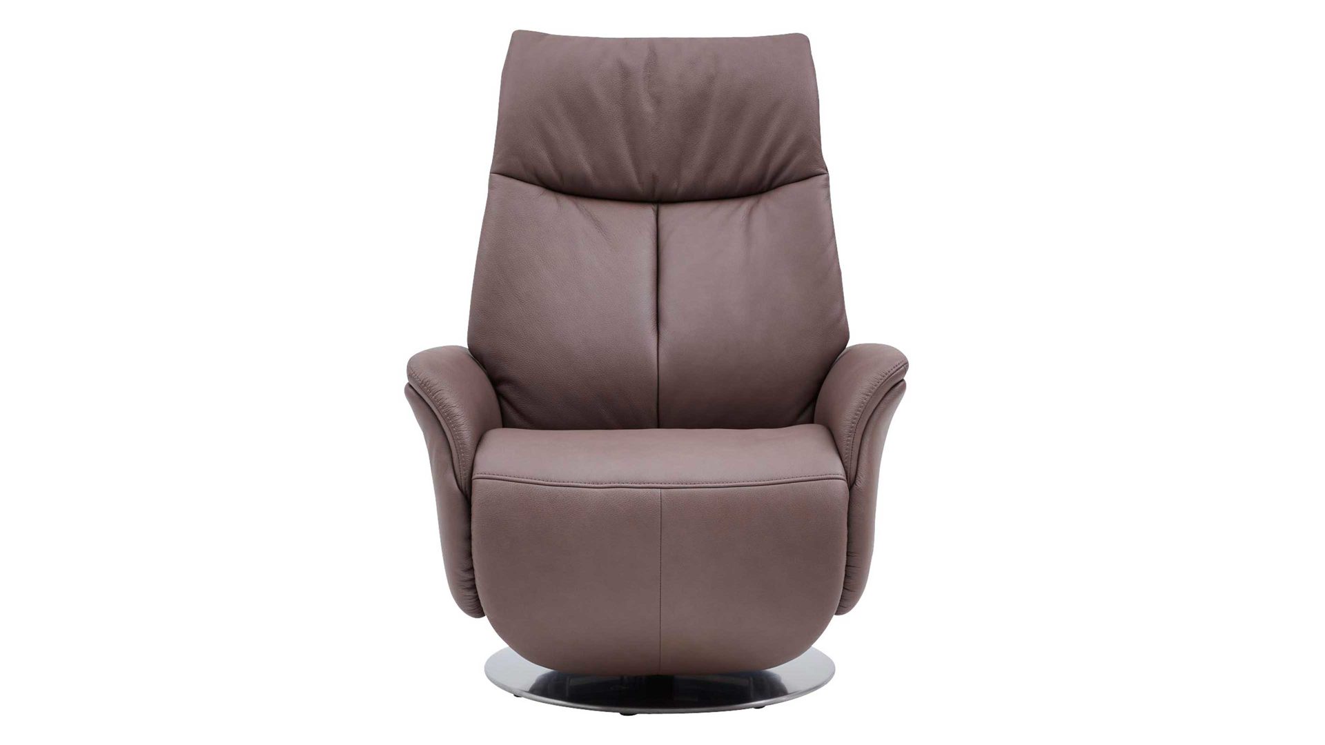 Relaxsessel Interliving aus Leder in Braun Interliving Sessel Serie 4550 - Sessel 37O44 manuelle Funktionen - kokosfarbenes LongLife-Leder & edelstahlfarbener Tellerfuß