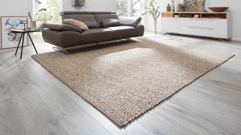 Handwebteppich Interliving aus Naturfaser in Hellbraun Interliving Teppich Serie B-8001 saharafarbene Schurwolle – ca. 200 x 290 cm