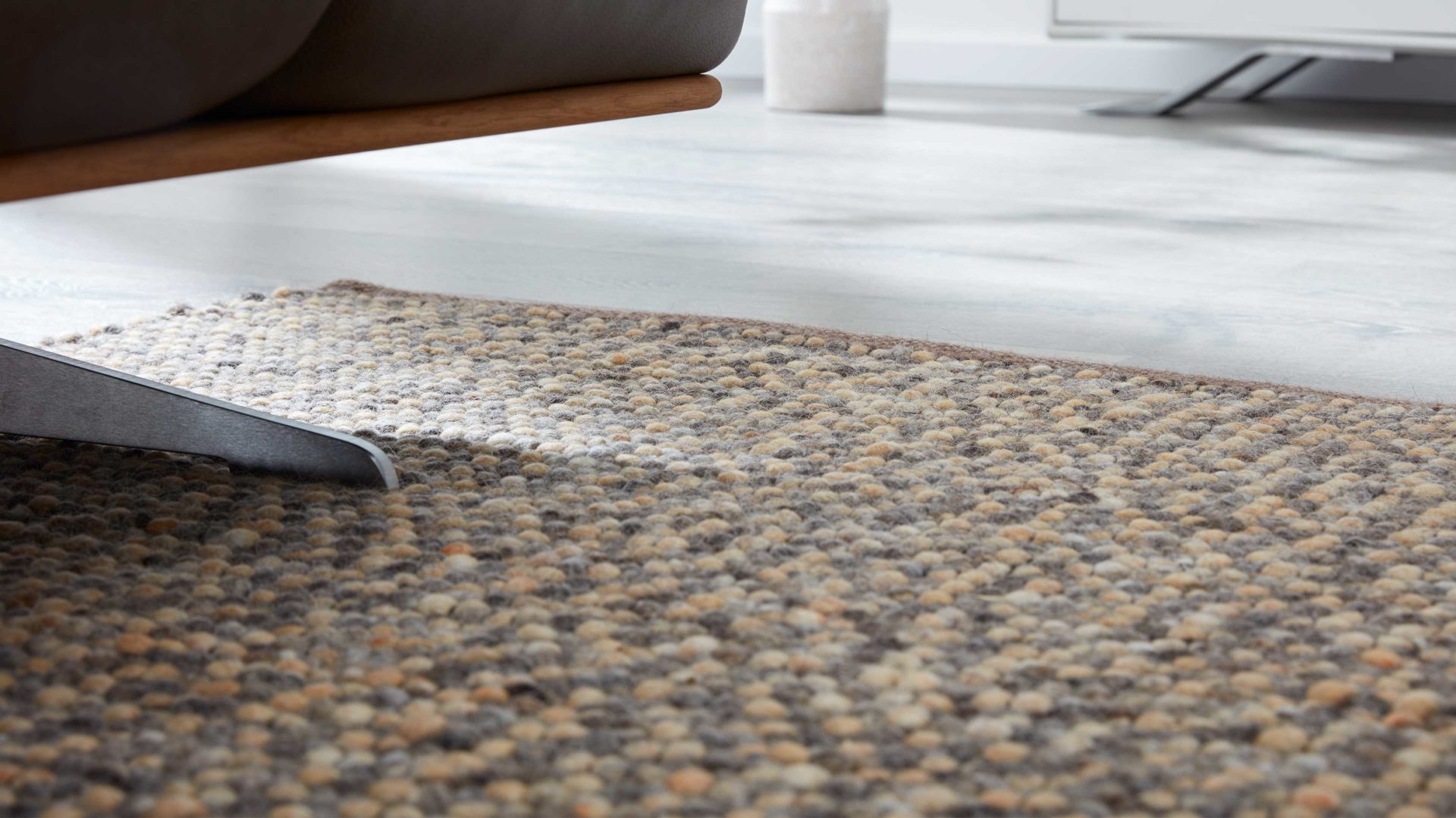 Handwebteppich Interliving aus Naturfaser in Hellbraun Interliving Teppich Serie B-8001 saharafarbene Schurwolle – ca. 250 x 340 cm