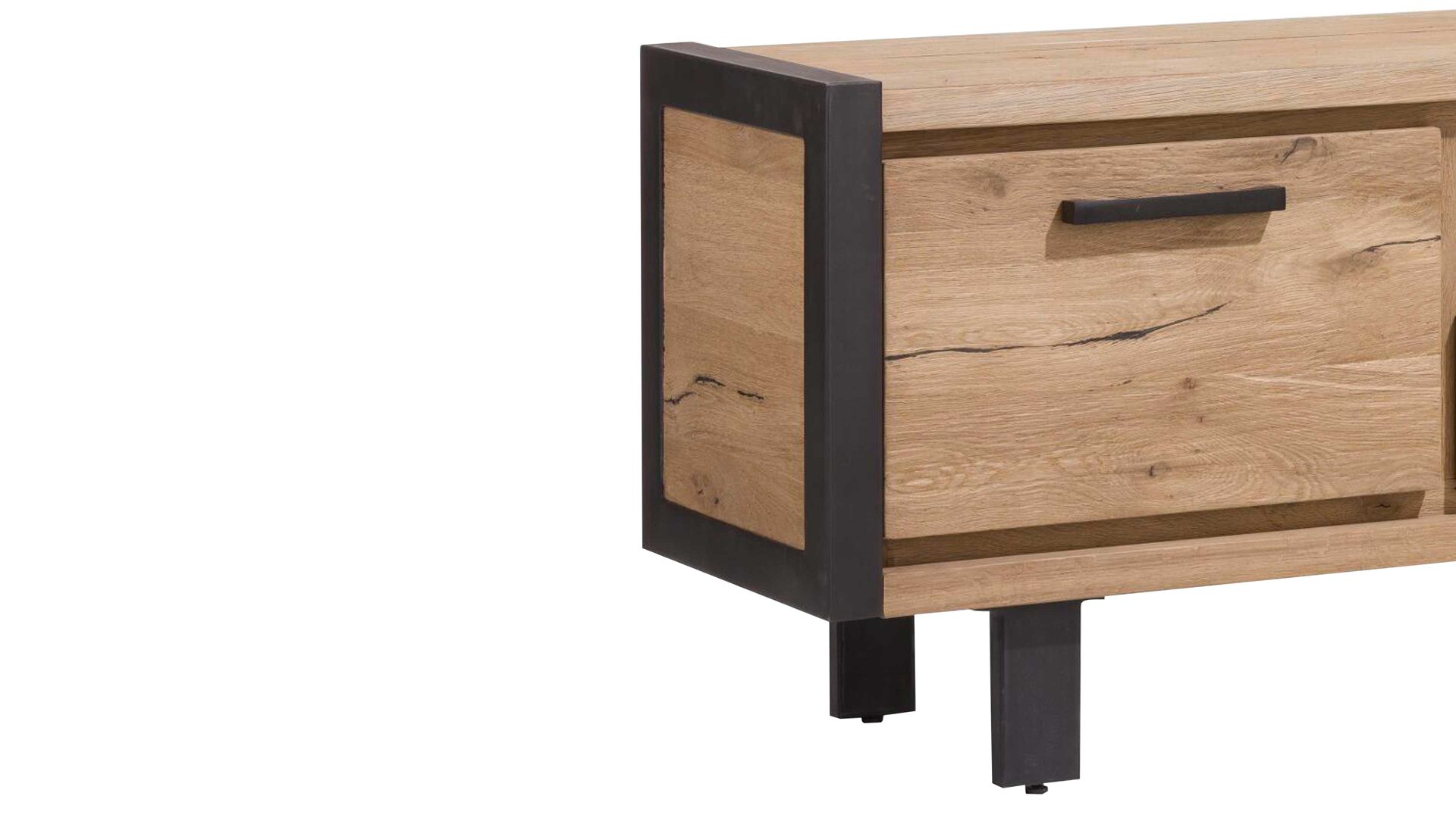 Lowboard WOODS & TRENDS aus Holz in Holzfarben WOODS & TRENDS Medienmöbel bzw. Lowboard Brooklyn braunes Eichefurnier – zwei Türen, eine Schublade - Breite ca. 210 cm