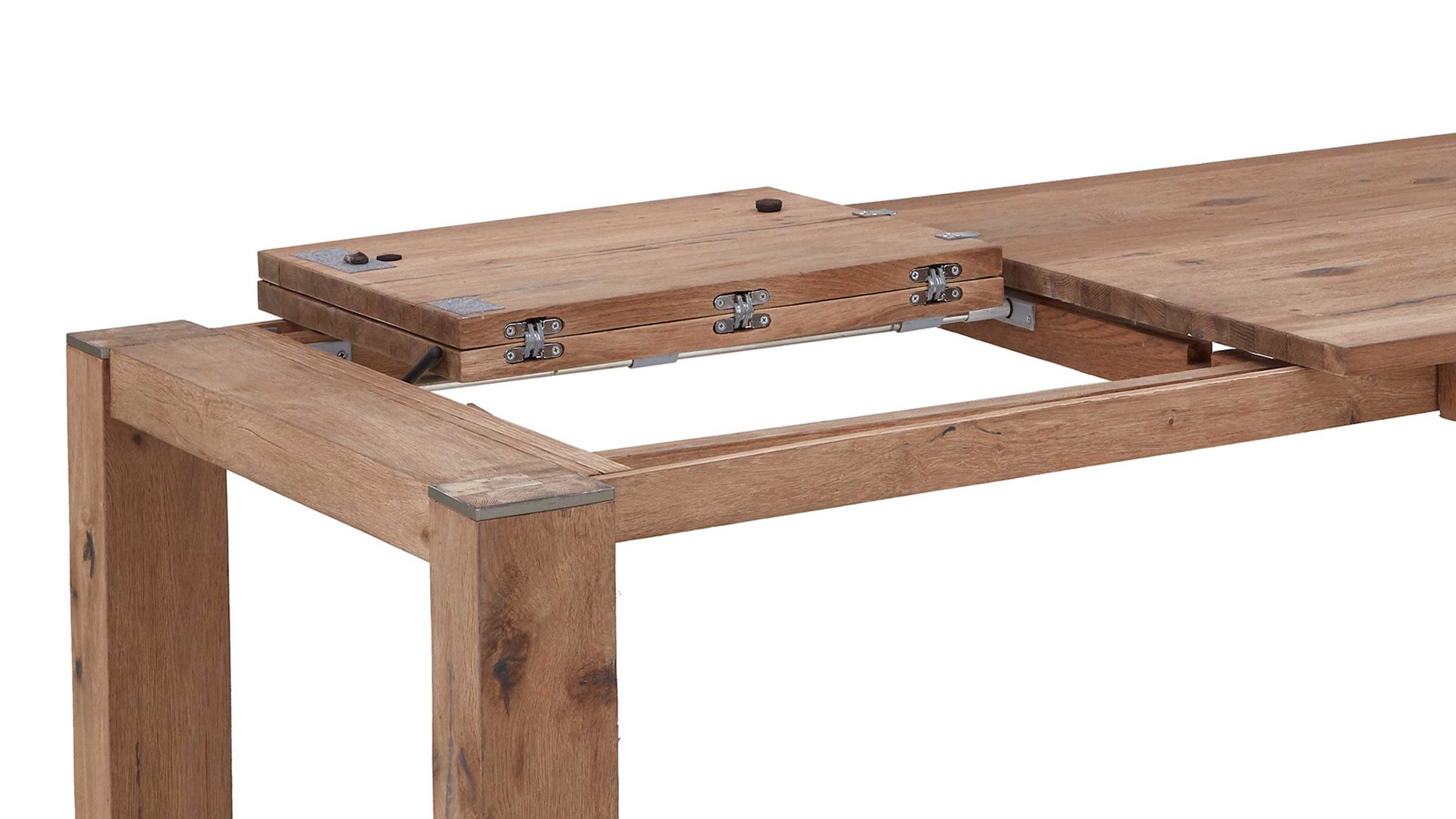 Auszugtisch WOODS & TRENDS aus Holz in Holzfarben WOODS & TRENDS Auszugtisch Canova railwaybraunes Eichefurnier & Metall – ca. 100-240 x 100 cm