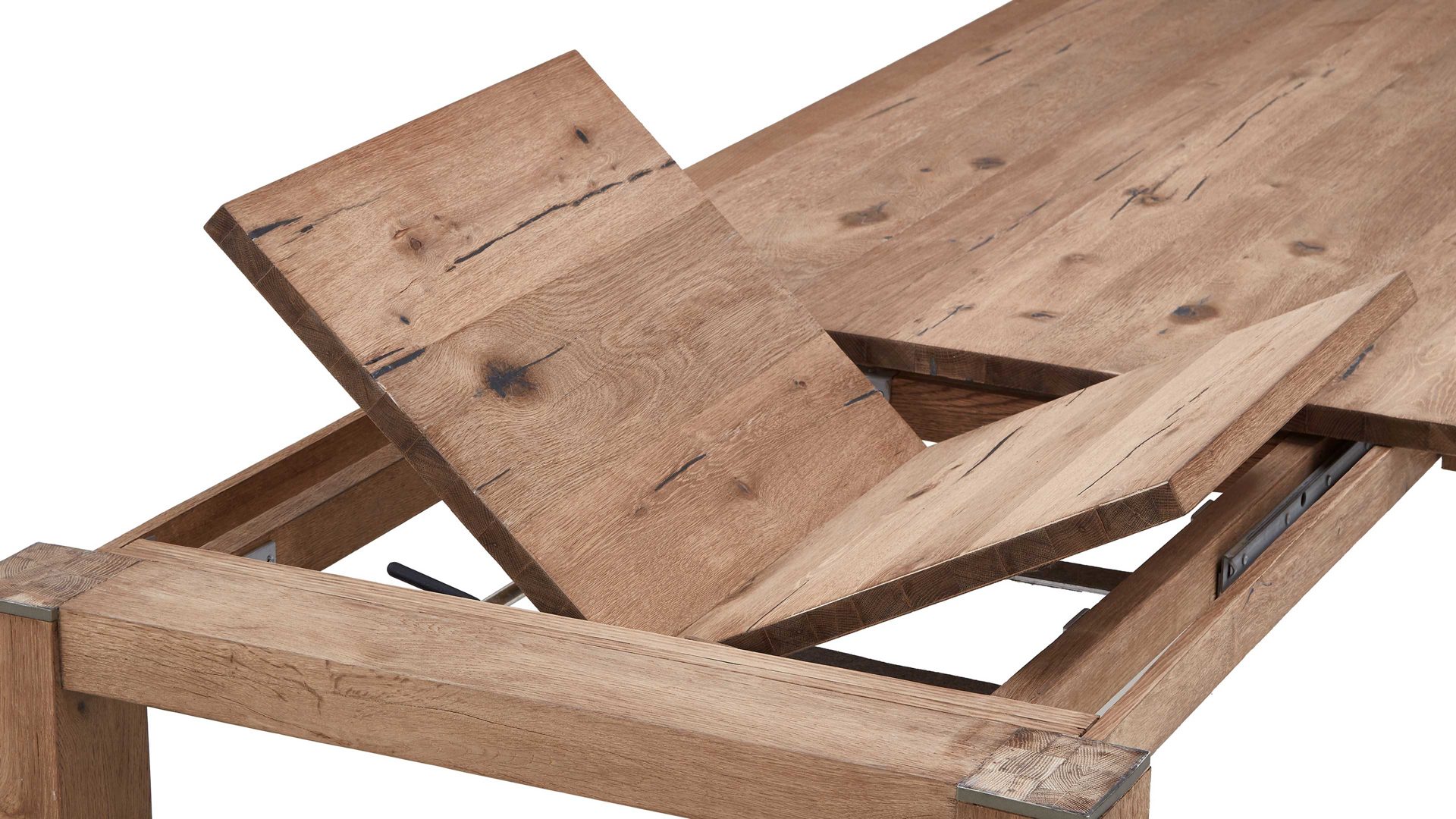 Auszugtisch WOODS & TRENDS aus Holz in Holzfarben WOODS & TRENDS Auszugtisch Canova railwaybraunes Eichefurnier & Metall – ca. 100-240 x 100 cm