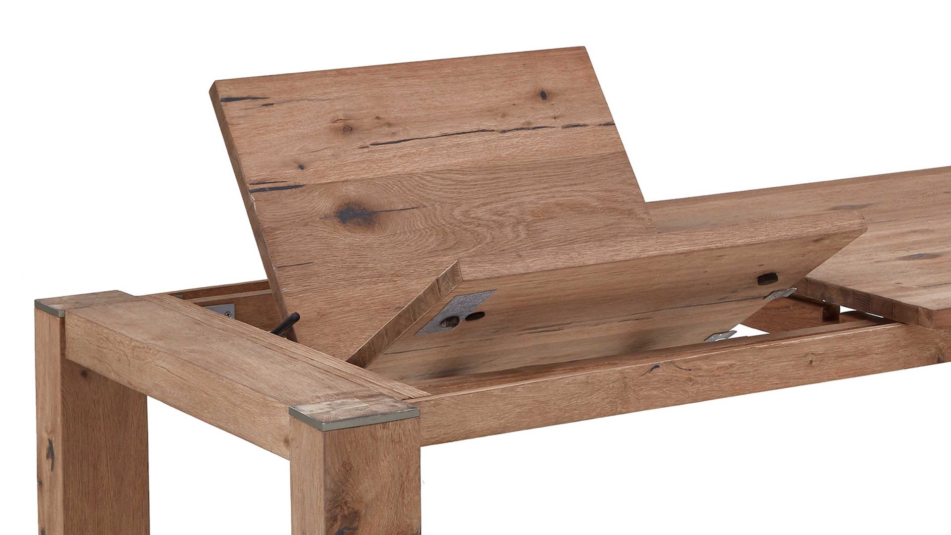 Auszugtisch WOODS & TRENDS aus Holz in Holzfarben WOODS & TRENDS Auszugtisch Canova railwaybraunes Eichefurnier & Metall – ca. 100-240 x 100 cm