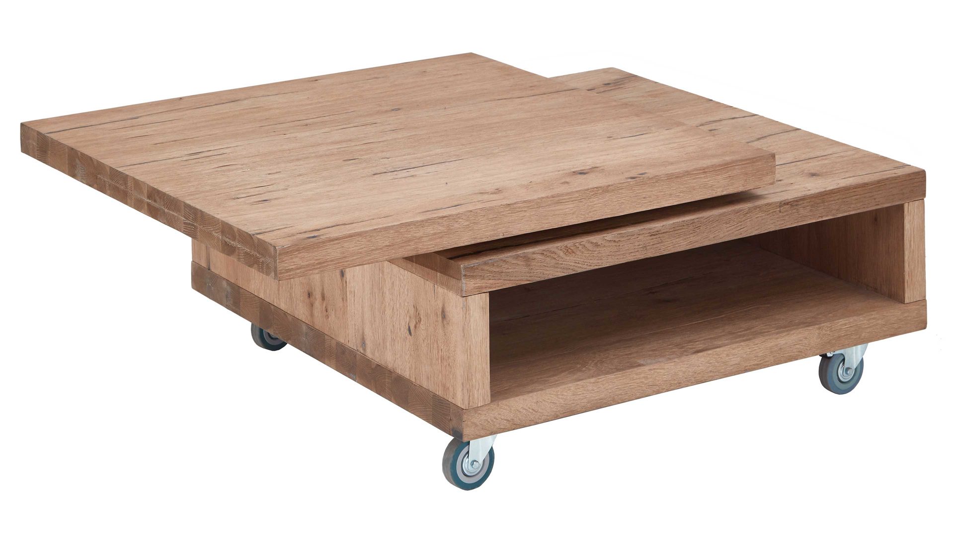 Couchtisch WOODS & TRENDS aus Holz in Holzfarben WOODS & TRENDS Couchtisch Canova railwaybraunes Eichefurnier & Metall – ca.  80 x 80 cm