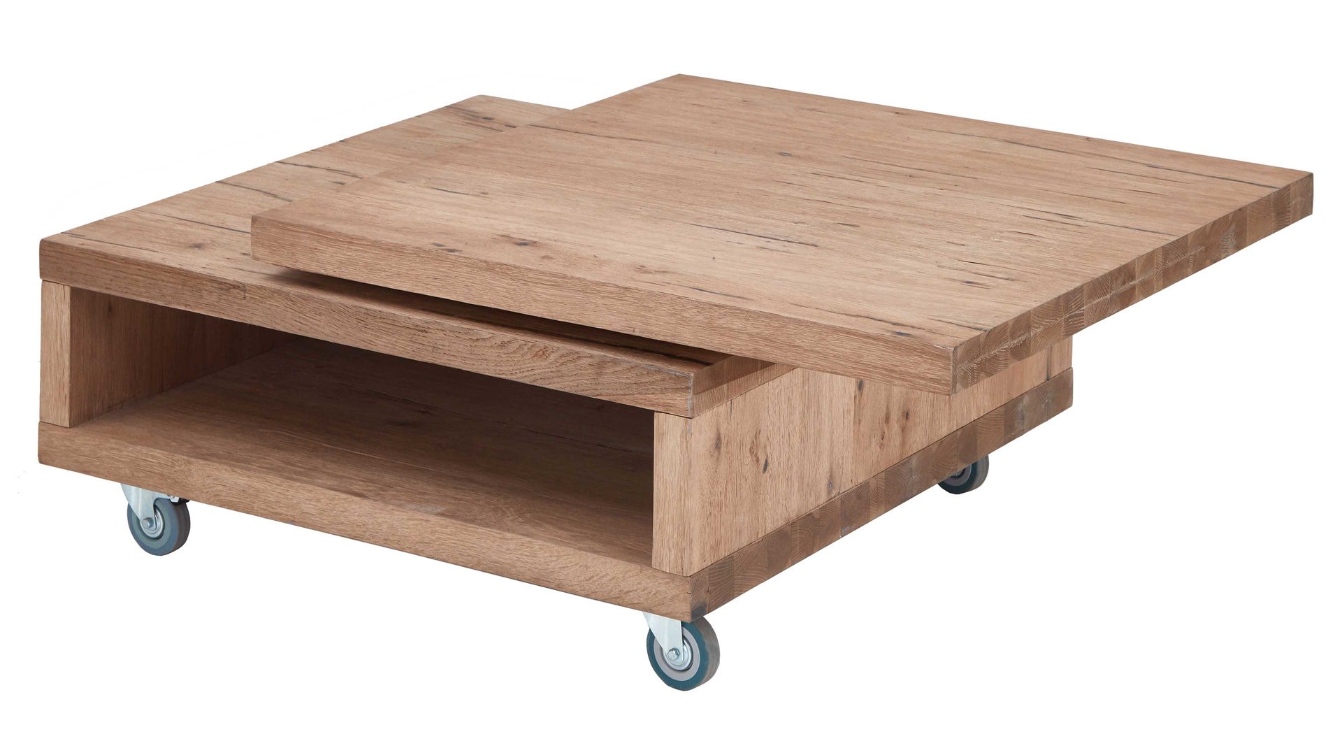 Couchtisch WOODS & TRENDS aus Holz in Holzfarben WOODS & TRENDS Couchtisch Canova railwaybraunes Eichefurnier & Metall – ca.  80 x 80 cm