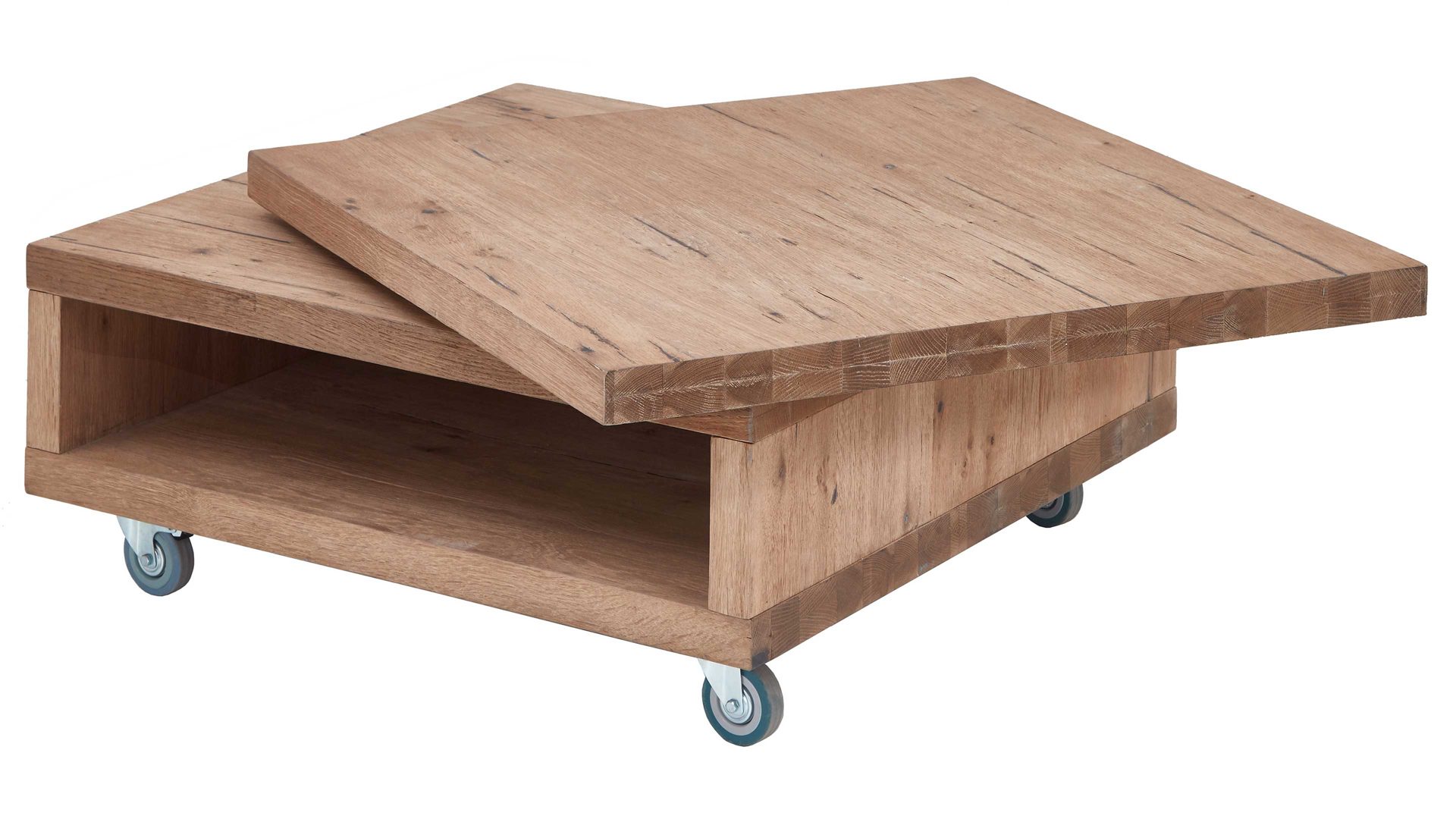 Couchtisch WOODS & TRENDS aus Holz in Holzfarben WOODS & TRENDS Couchtisch Canova railwaybraunes Eichefurnier & Metall – ca.  80 x 80 cm