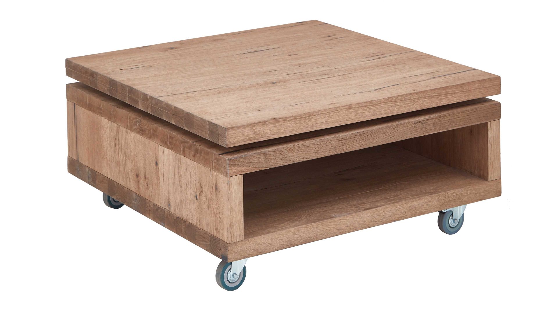 Couchtisch WOODS & TRENDS aus Holz in Holzfarben WOODS & TRENDS Couchtisch Canova railwaybraunes Eichefurnier & Metall – ca.  80 x 80 cm