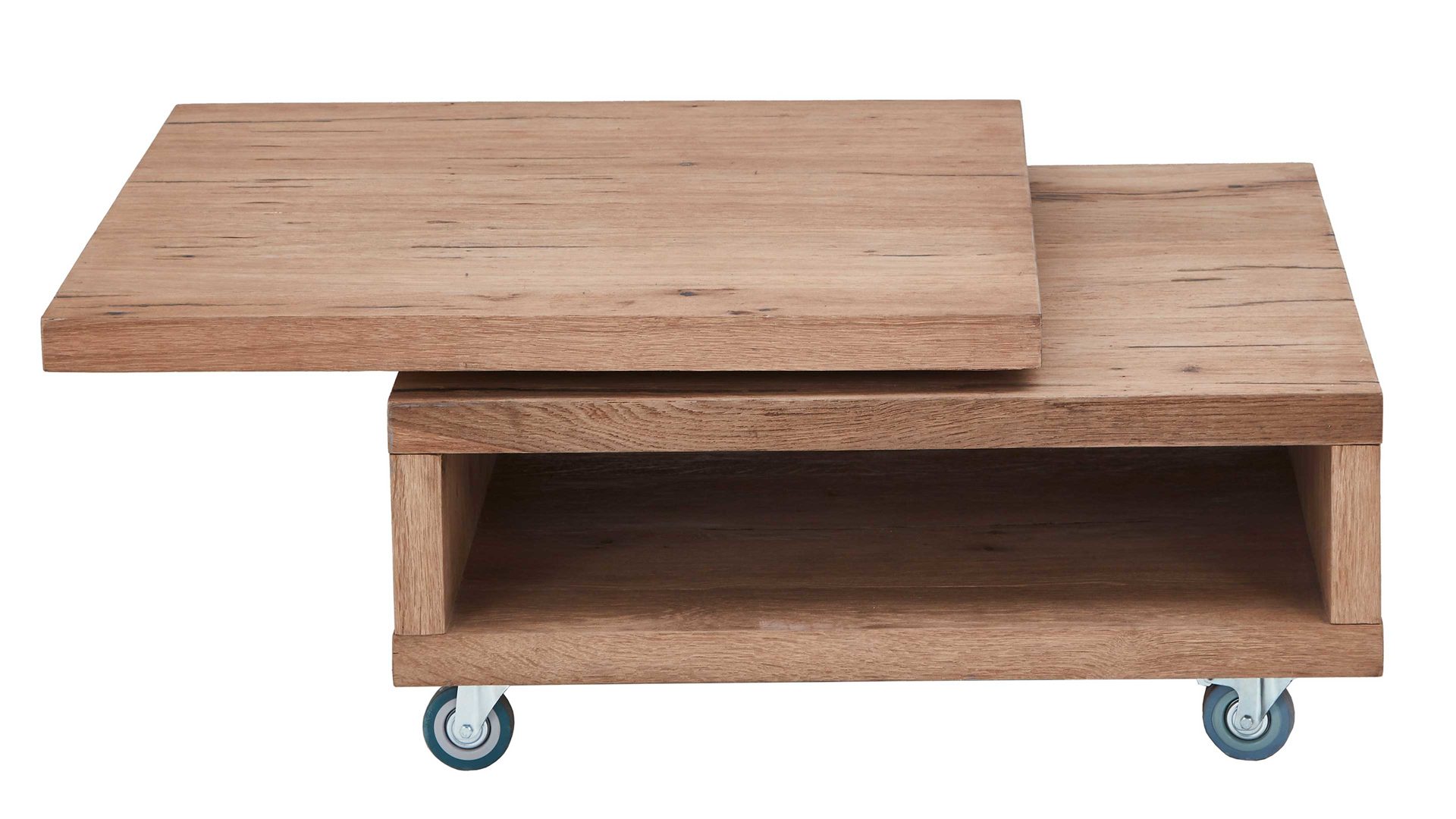 Couchtisch WOODS & TRENDS aus Holz in Holzfarben WOODS & TRENDS Couchtisch Canova railwaybraunes Eichefurnier & Metall – ca.  80 x 80 cm