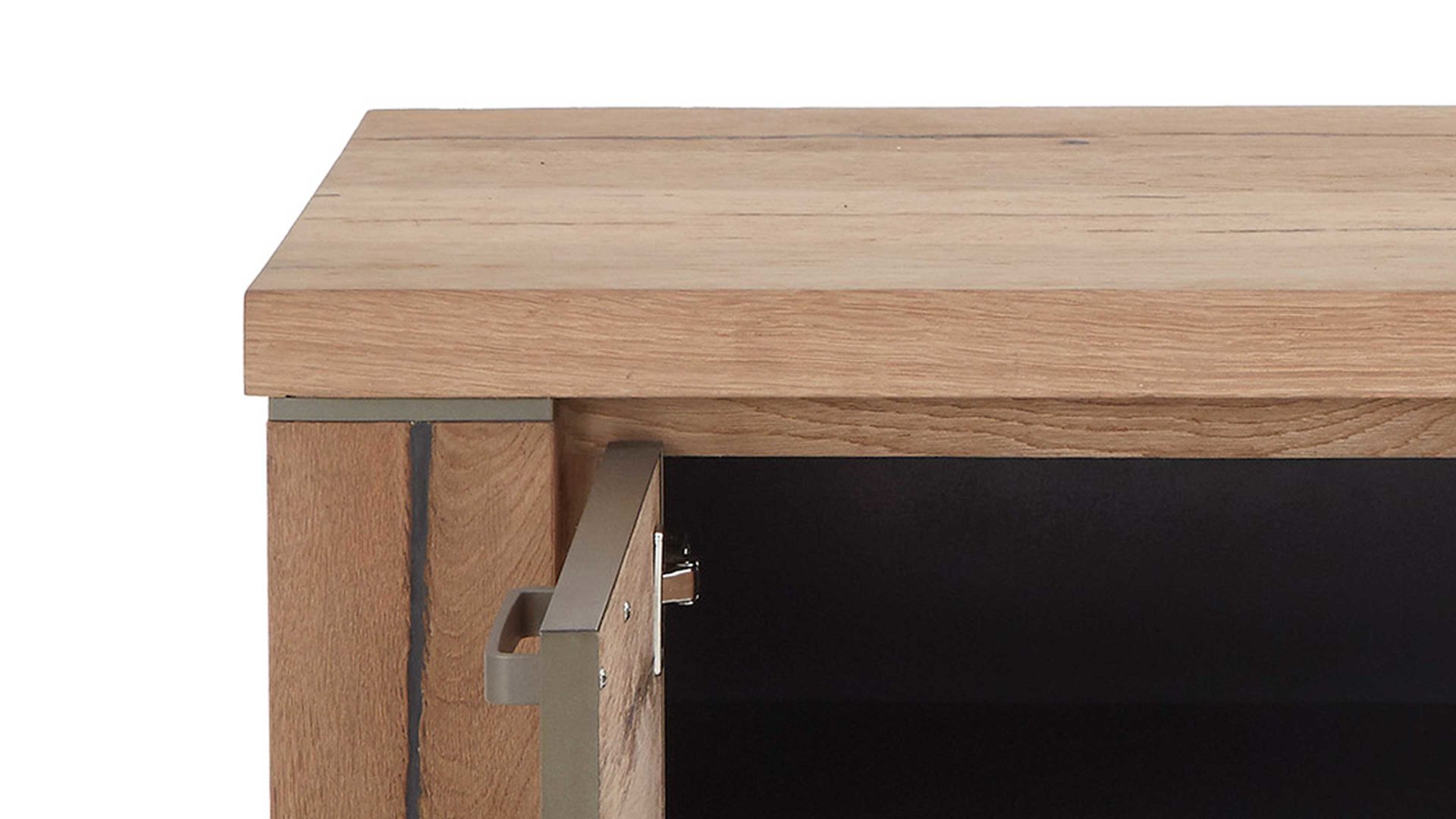 Lowboard WOODS & TRENDS aus Holz in Holzfarben WOODS & TRENDS Medien-Lowboard bzw. TV-Möbel Canova braunes Eichefurnier & Metall – zwei Türen, eine Schublade - Breite ca. 160 cm