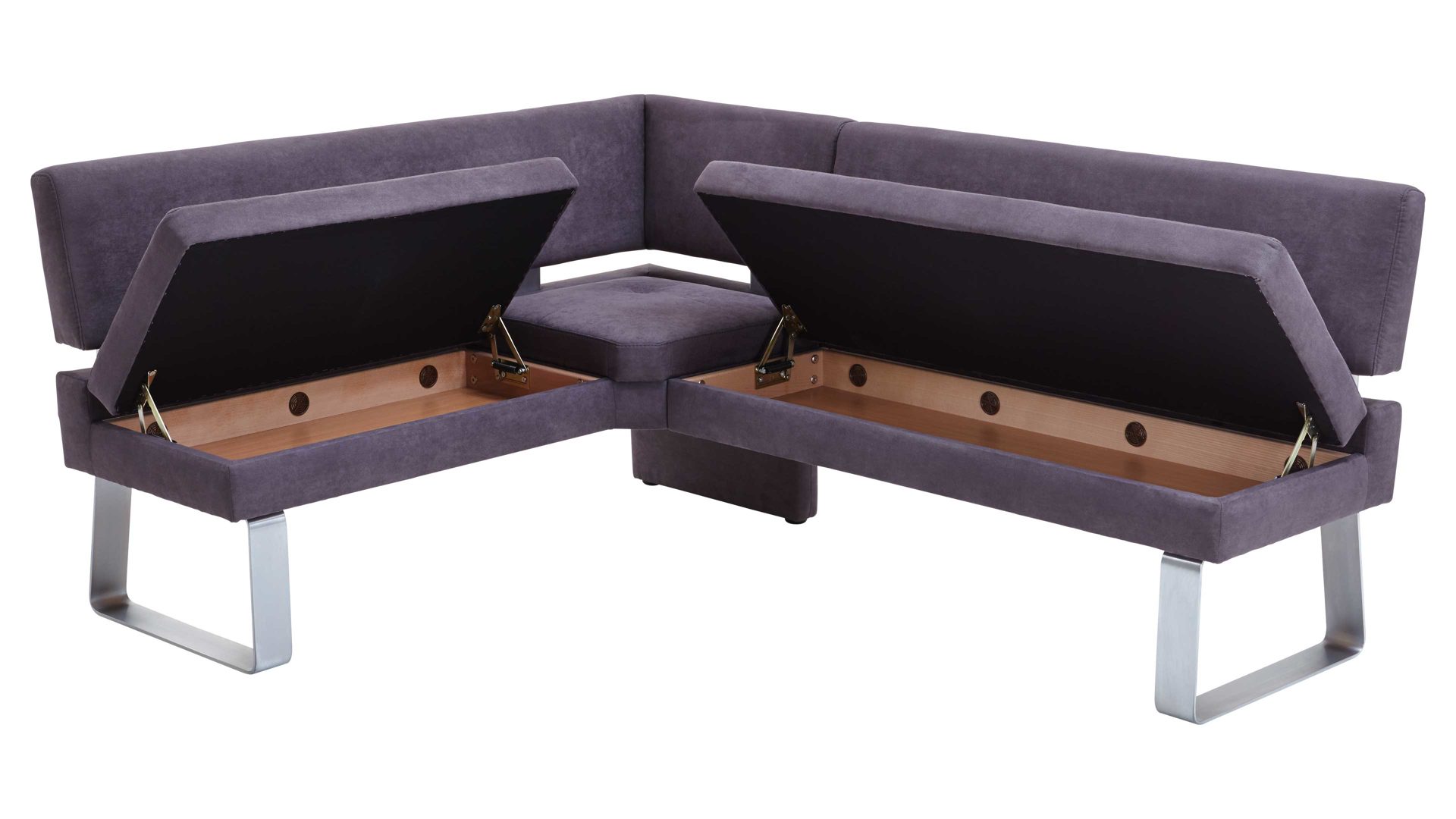 Eckbank combinessa aus Stoff in Anthrazit Combinessa Genesis - Eckbank anthrazitfarbene Mikrofaser 520-82 & Edelstahl – Stellfläche ca. 160 x 199 cm